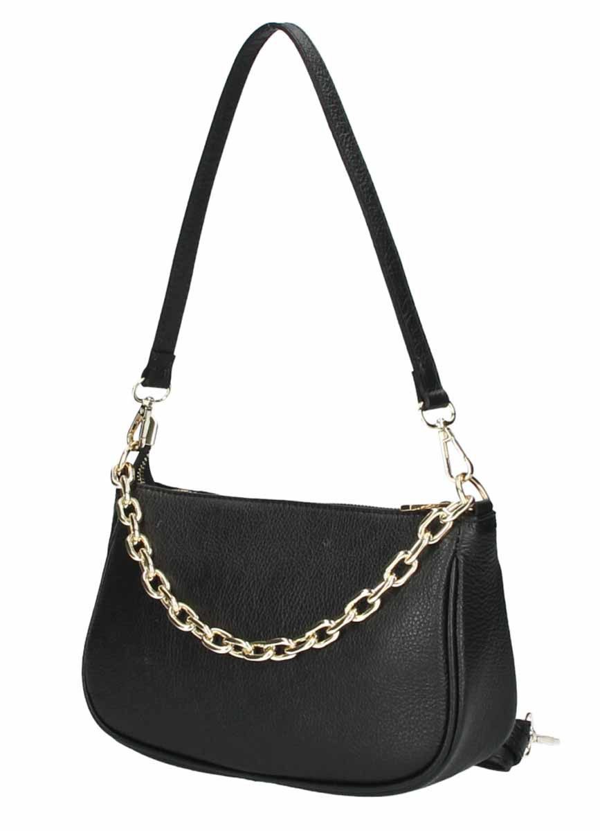 Schultertasche Made in Italy DAMEN LEDER TASCHE Pochette mit Kette CrossOver City Bag
