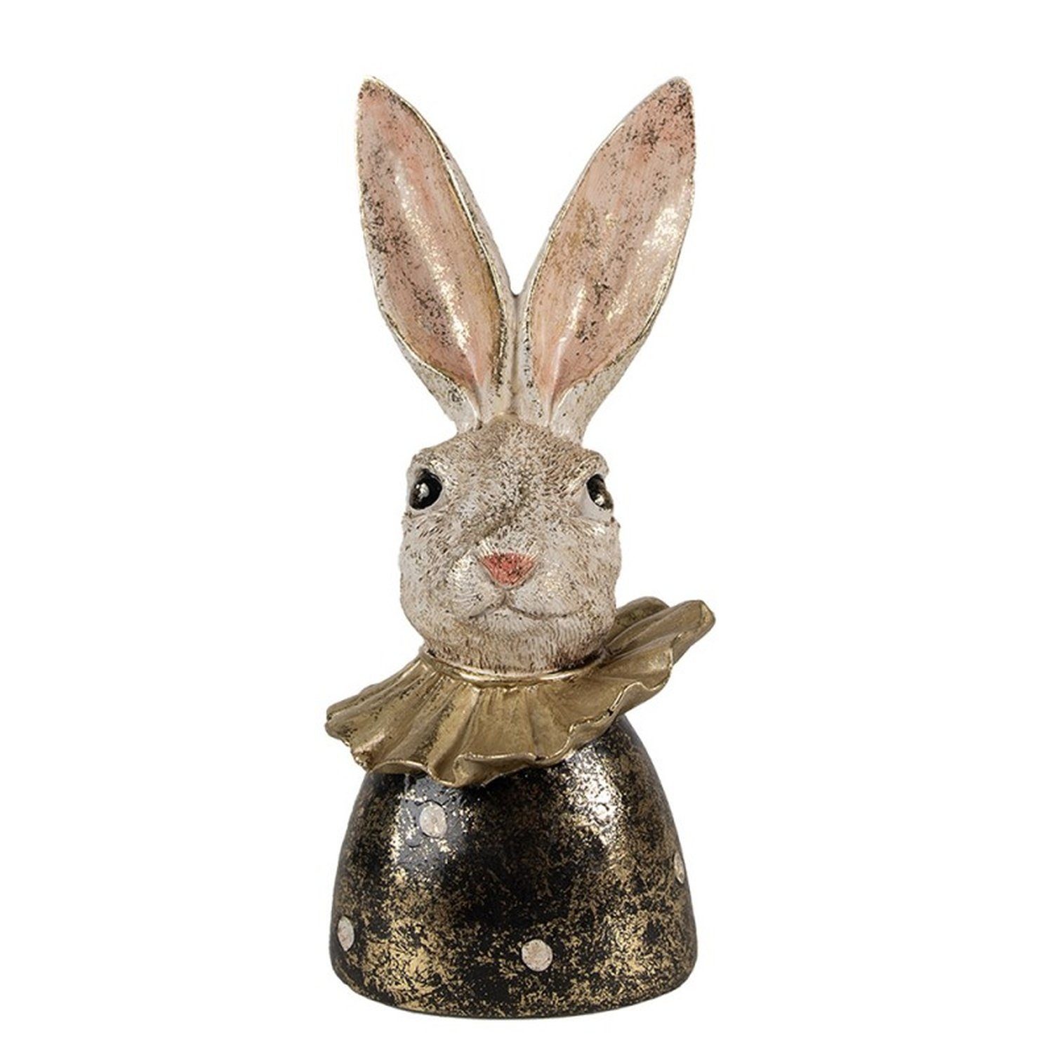 Caldine Dekofigur Figur Kaninchen 23 cm Weiß Goldfarbig Hase Osterhase Ostern Frühling (1 St)