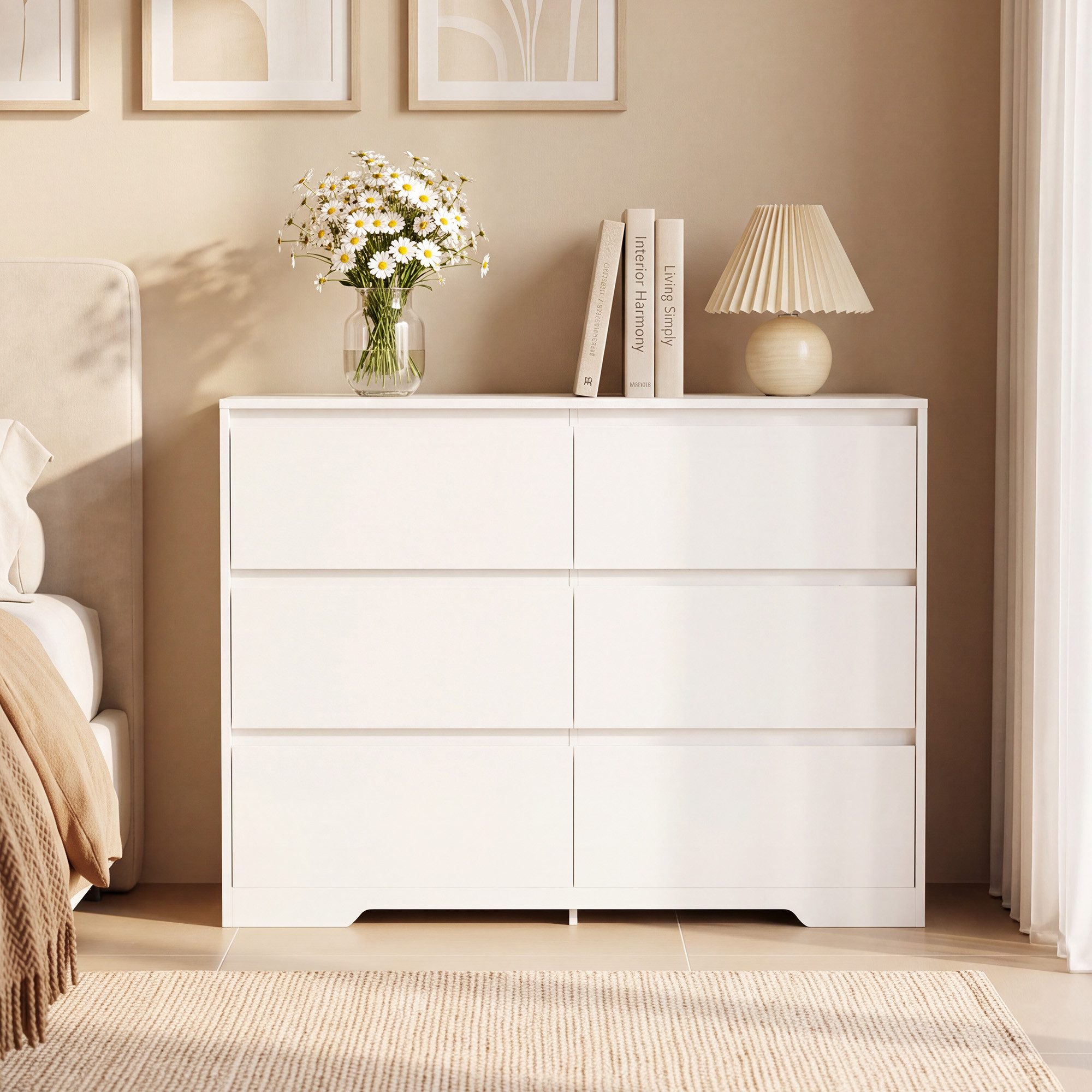 Bealife Kommode mit 6/7/9 Schubladen, 100, 120, 150 cm breit, Weiß (für Schlafzimmer, Wohnzimmer, Flur oder Büro)