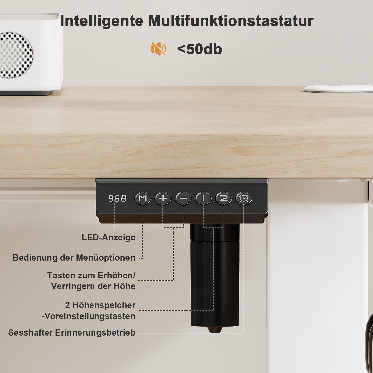 Furnicopia Schreibtisch Höhenverstellbarer mit USB-Ladefunktion und Wecker-Erinnerung (2 Höheneinstellungen 5 Farben und 6 Größen fur eine Vielzahl von Arbeits- – Bild 5 von 5