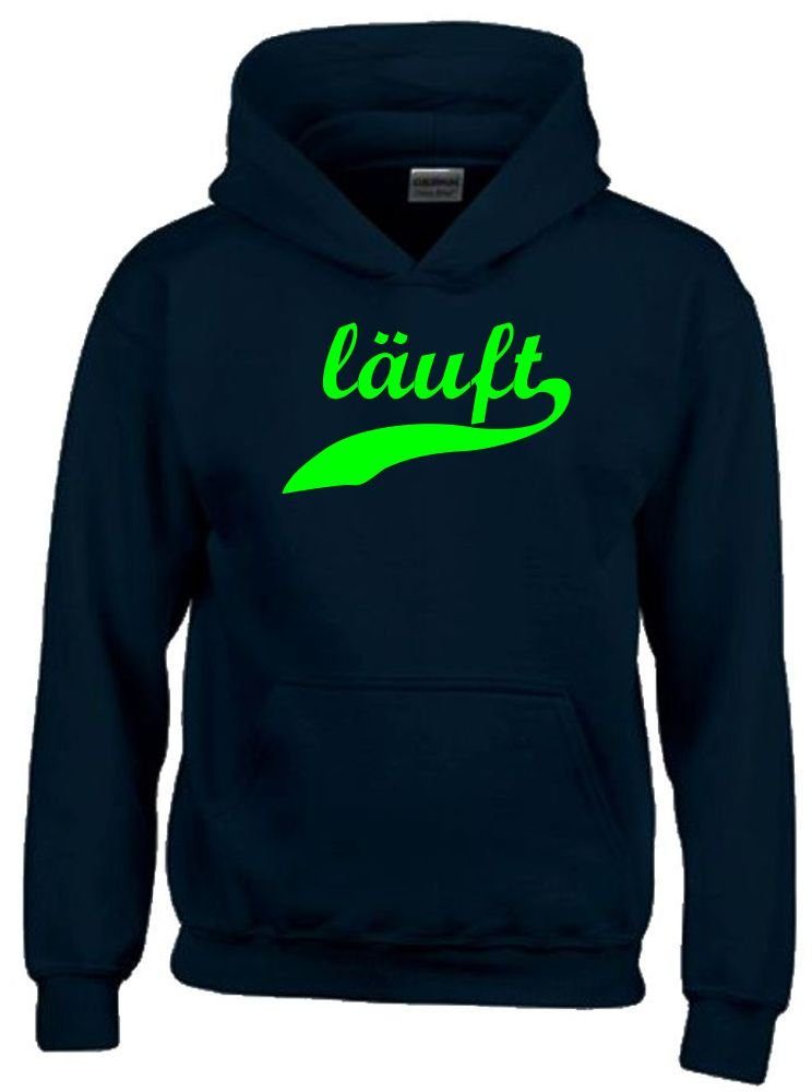 coole-fun-t-shirts Hoodie LÄUFT ! Kinder Sweatshirt mit Kapuze Hoodie Kids Gr.128 140 152 164 cm Jungen +Mädchen