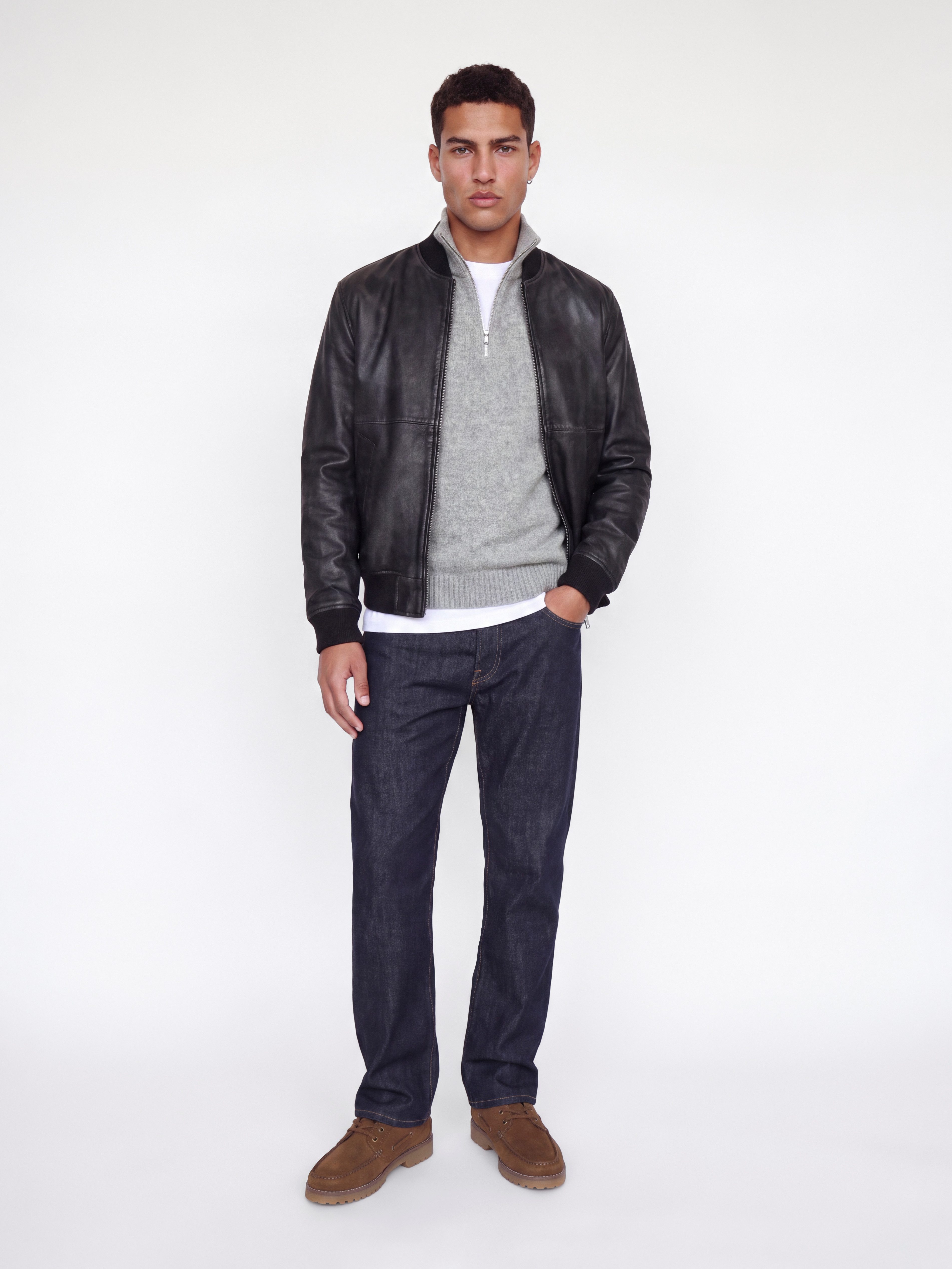 Jack & Jones Troyer JJESOHO OLLIE KNIT HALF ZIP SN Materialmix, relaxed fit – Bild 3 von 5