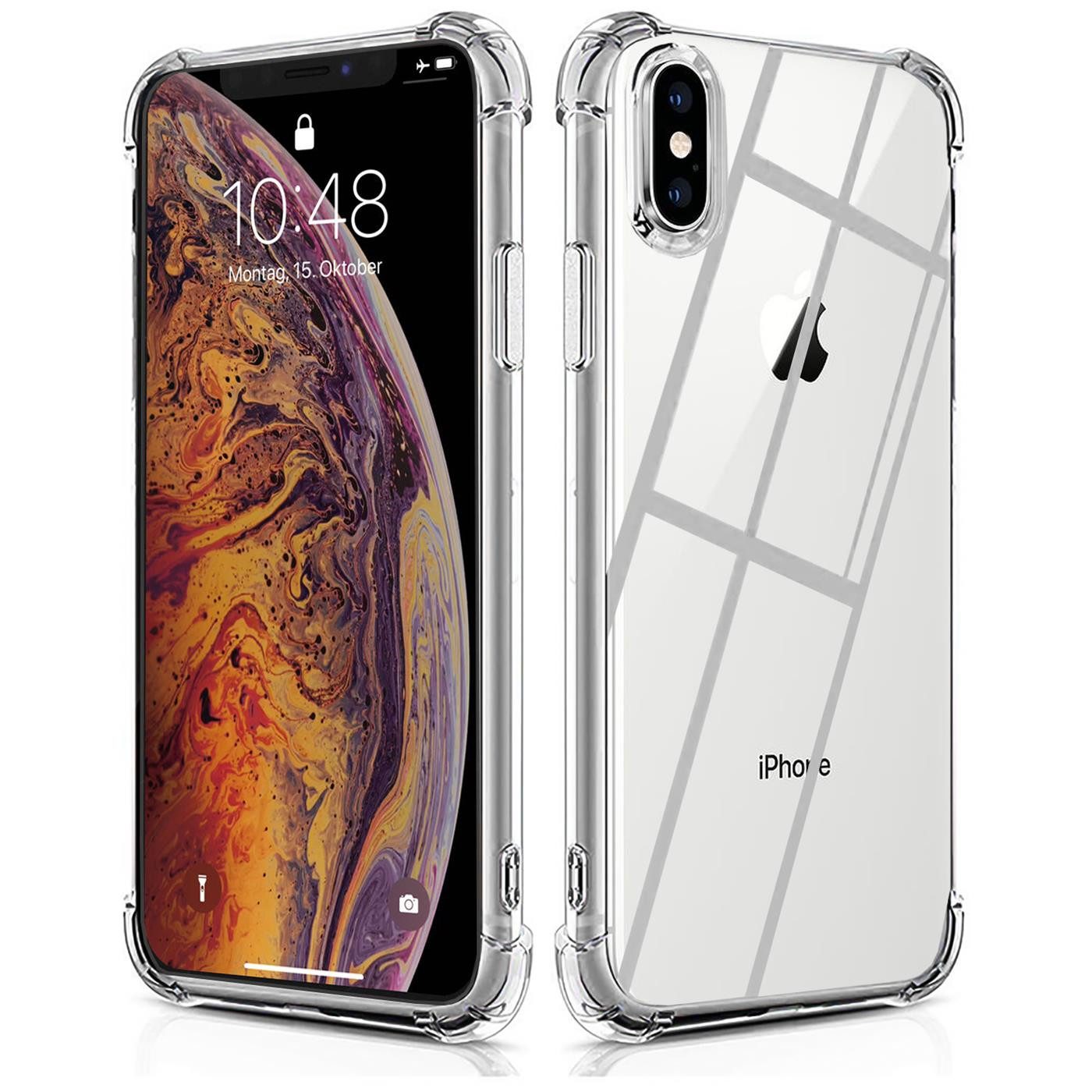 CoolGadget Handyhülle Anti Shock Rugged Case für Apple iPhone X / XS 5,8 Zoll, Slim Cover mit Kantenschutz Schutzhülle für iPhone X / XS Transparent