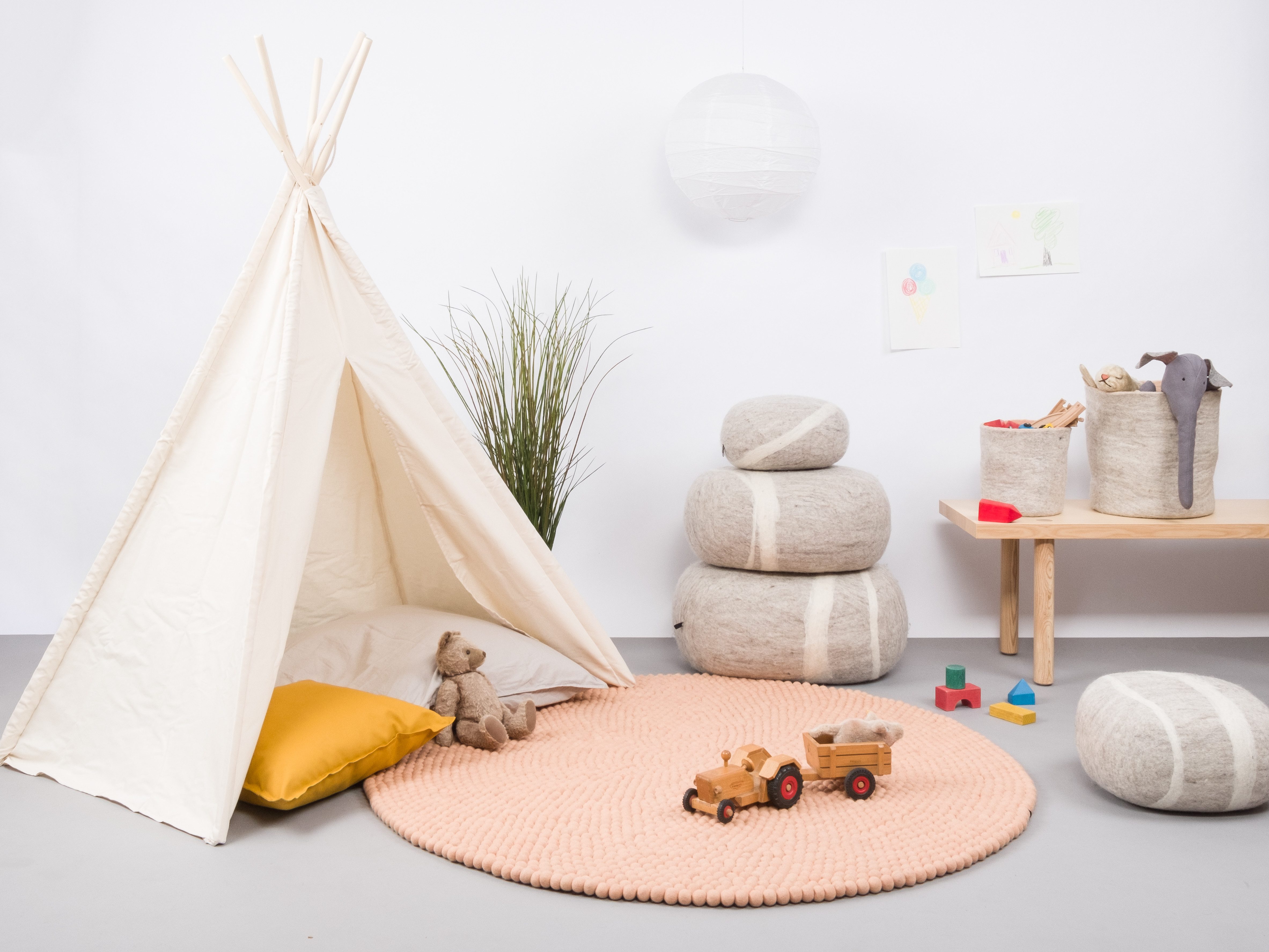 myfelt Wollteppich Merle Filzkugelteppich rund, 100% reine Schurwolle, in verschiedenen Größen erhältlich