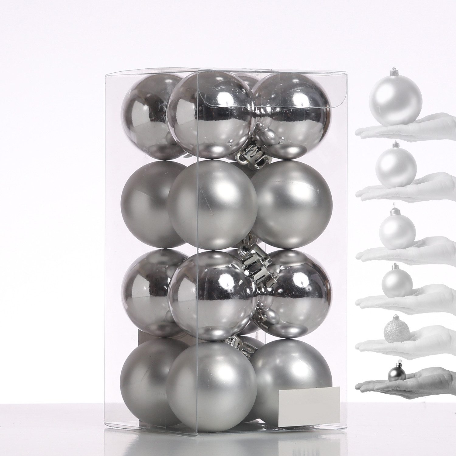 MARELIDA Weihnachtsbaumkugel Christbaumkugeln Weihnachtskugeln bruchfest 4cm silber 16er Set (16 St)