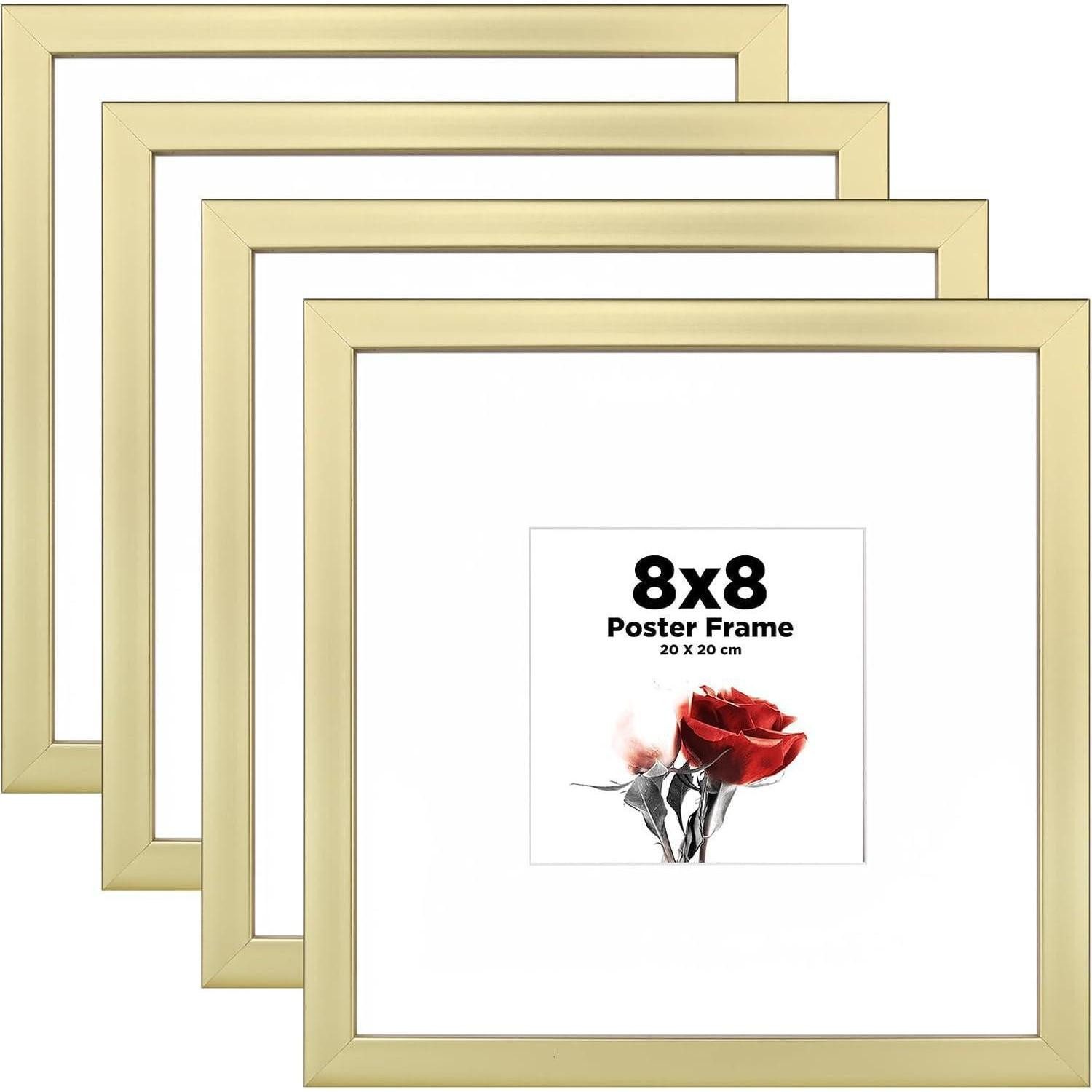 LuxusKollektion Bilderrahmen-Set Bilderrahmen 20x20 4er Holzverbund Gold Horizontal 20x20 cm 4er Gold