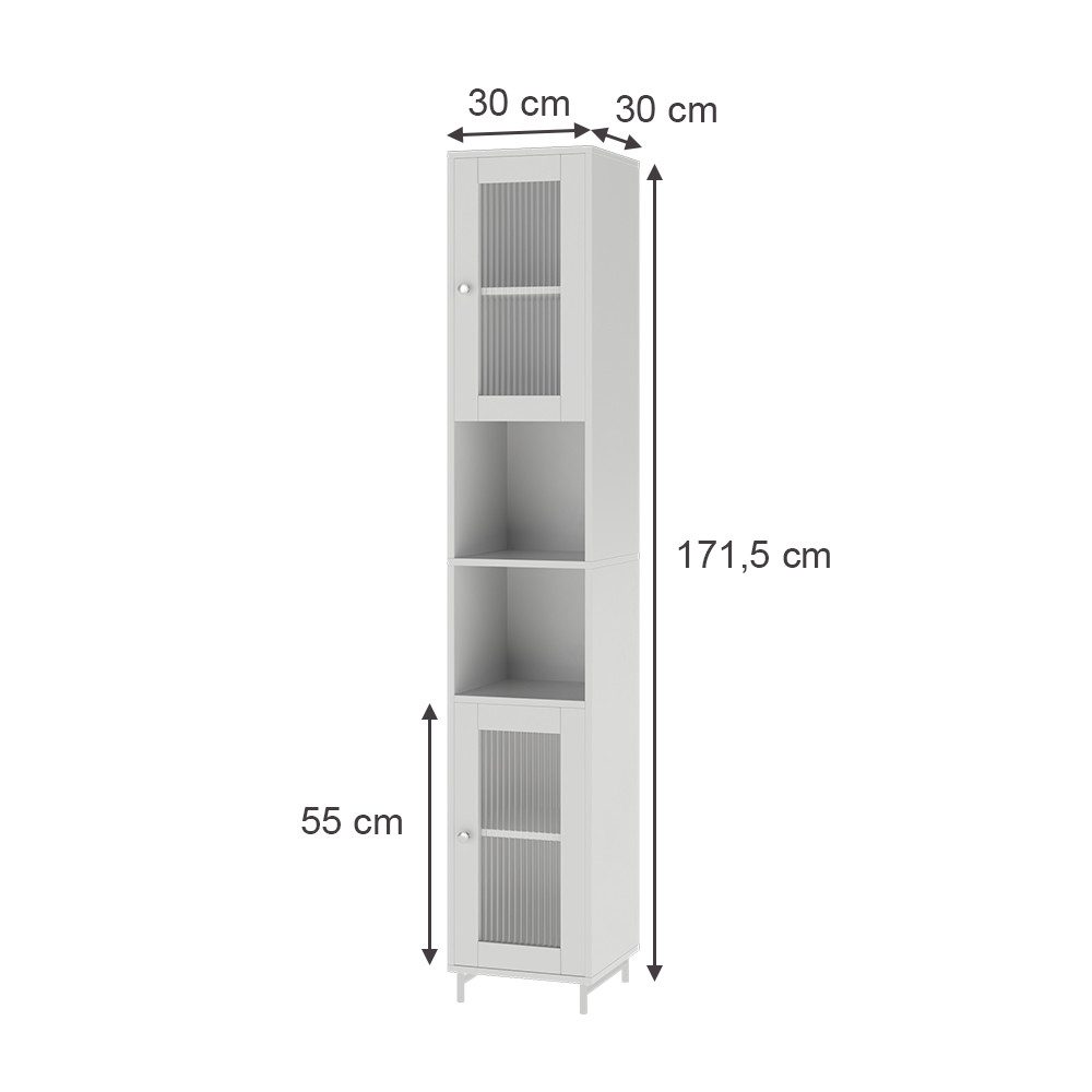 Vicco Hochschrank Malte, Weiß/Weiß, 30 x 171.5 cm (1-St)
