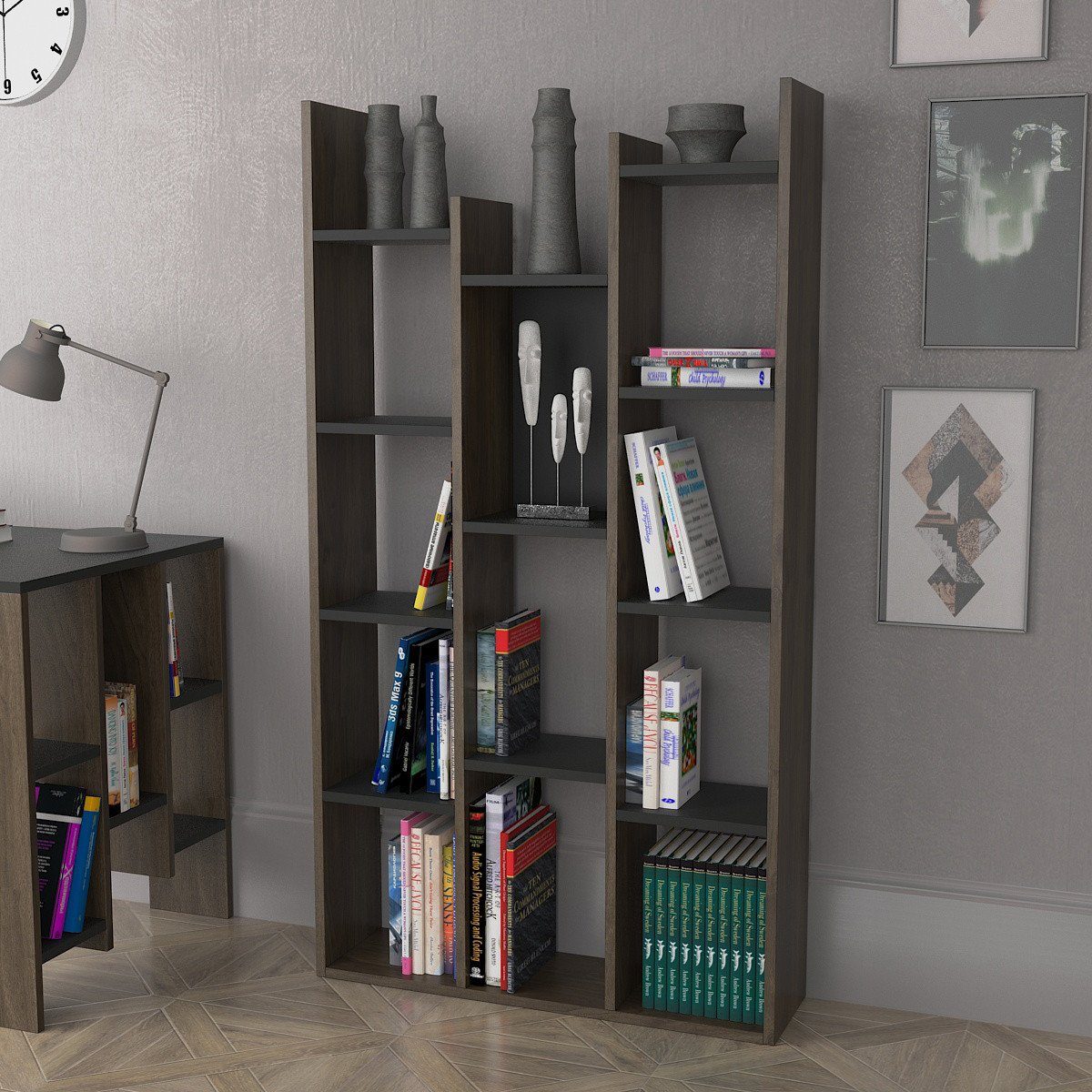 Vito Bücherregale, Anthrazit, Bücherregal LGM, cm 150x82,2x22 Decor Skye Lagomood