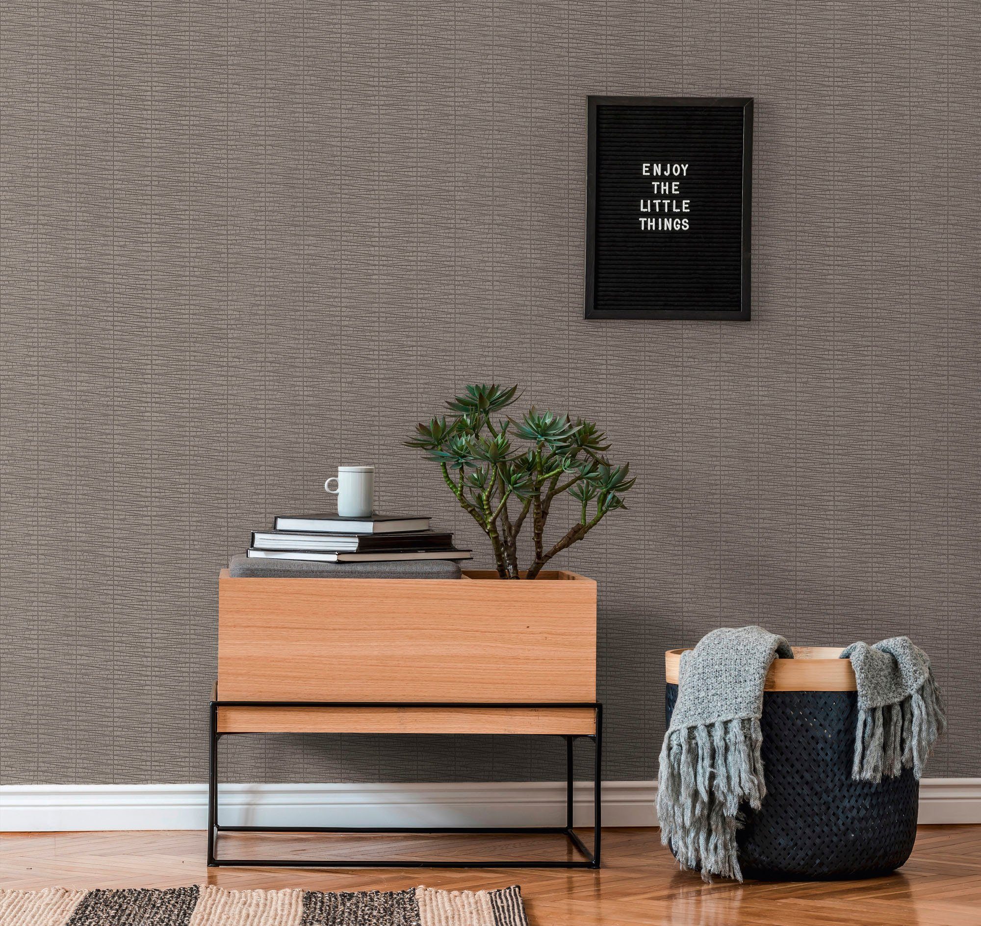 A.S. Création Vliestapete Hygge, strukturiert, glänzend, Strukturmuster, Flechtoptik, Metallic Tapete Struktur Tapeten Wohnzimmer Schlafzimmer Küche Design