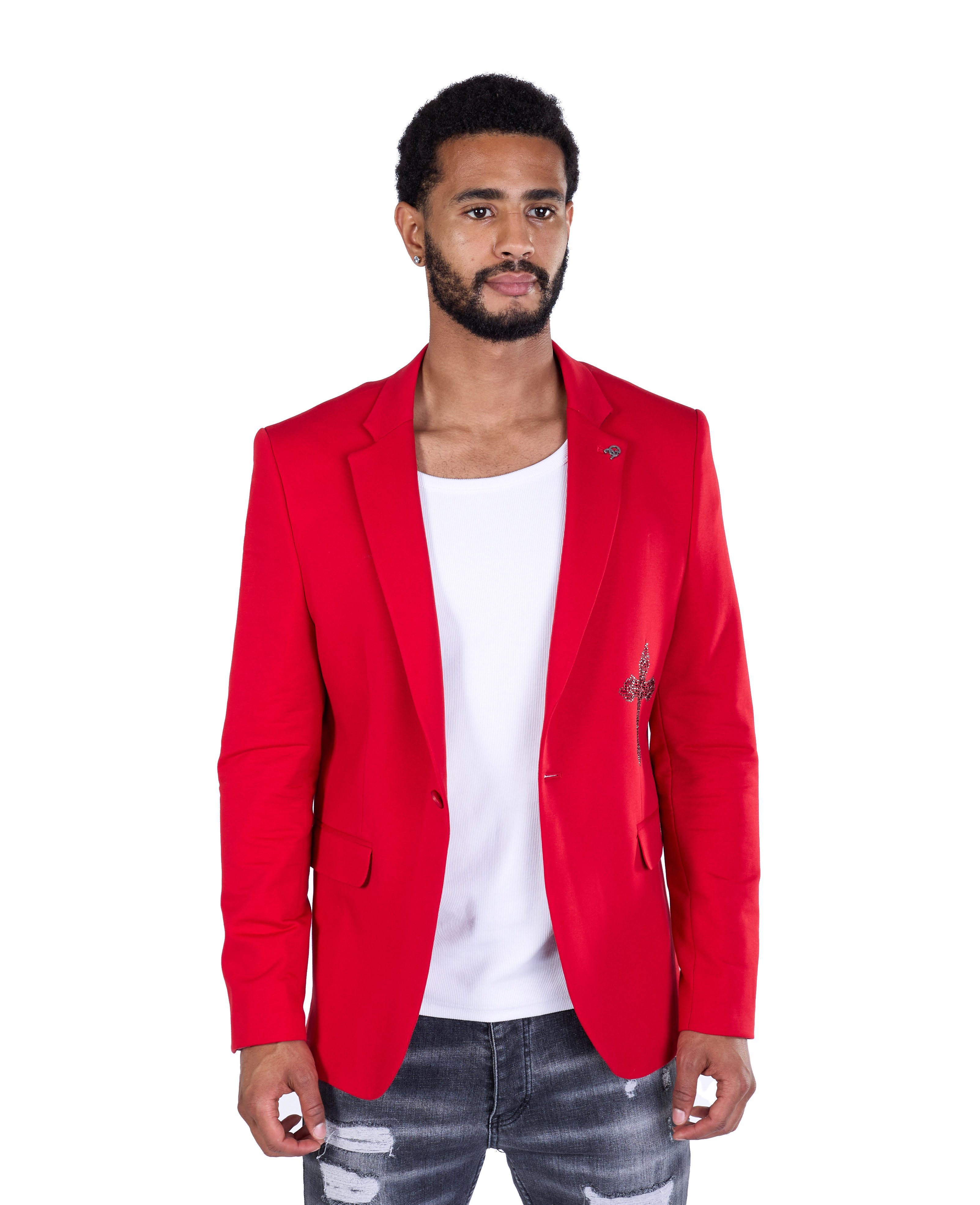 Denim Distriqt Sakko Extravagantes Herren Slim Fit Sakko Rot 46 günstig online kaufen