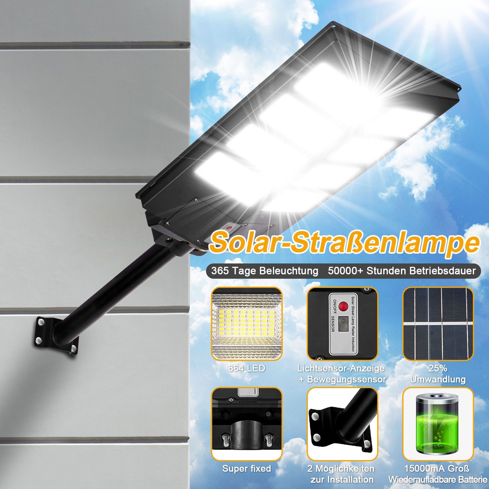 LMaxhome LED Solarleuchte Außen-Wandleuchte Solarlampen mit günstig online kaufen