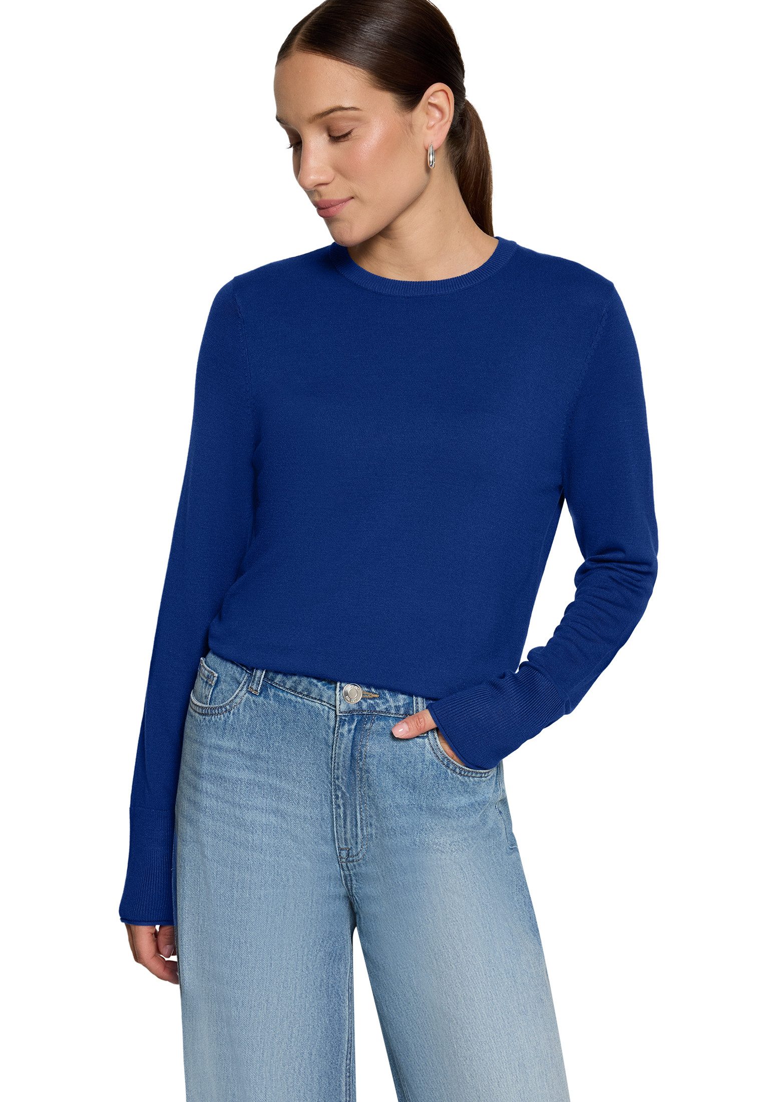 Zero Strickpullover Damen mit Stehkragen (1-tlg) Material