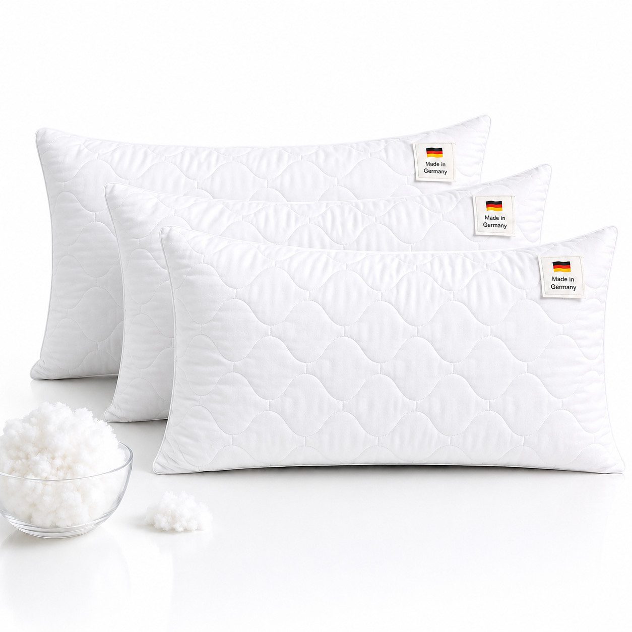 NEXGEN Luxus Microfaserkissen Kopfkissen Schlafkissen Premium Hotelqualität, Made in Germany, Füllung: Premium Füllwatte, Bezug: 40x80 cm, Bauchschläfer, Rückenschläfer, Seitenschläfer, Premium Qualität, Hergestellt in DE