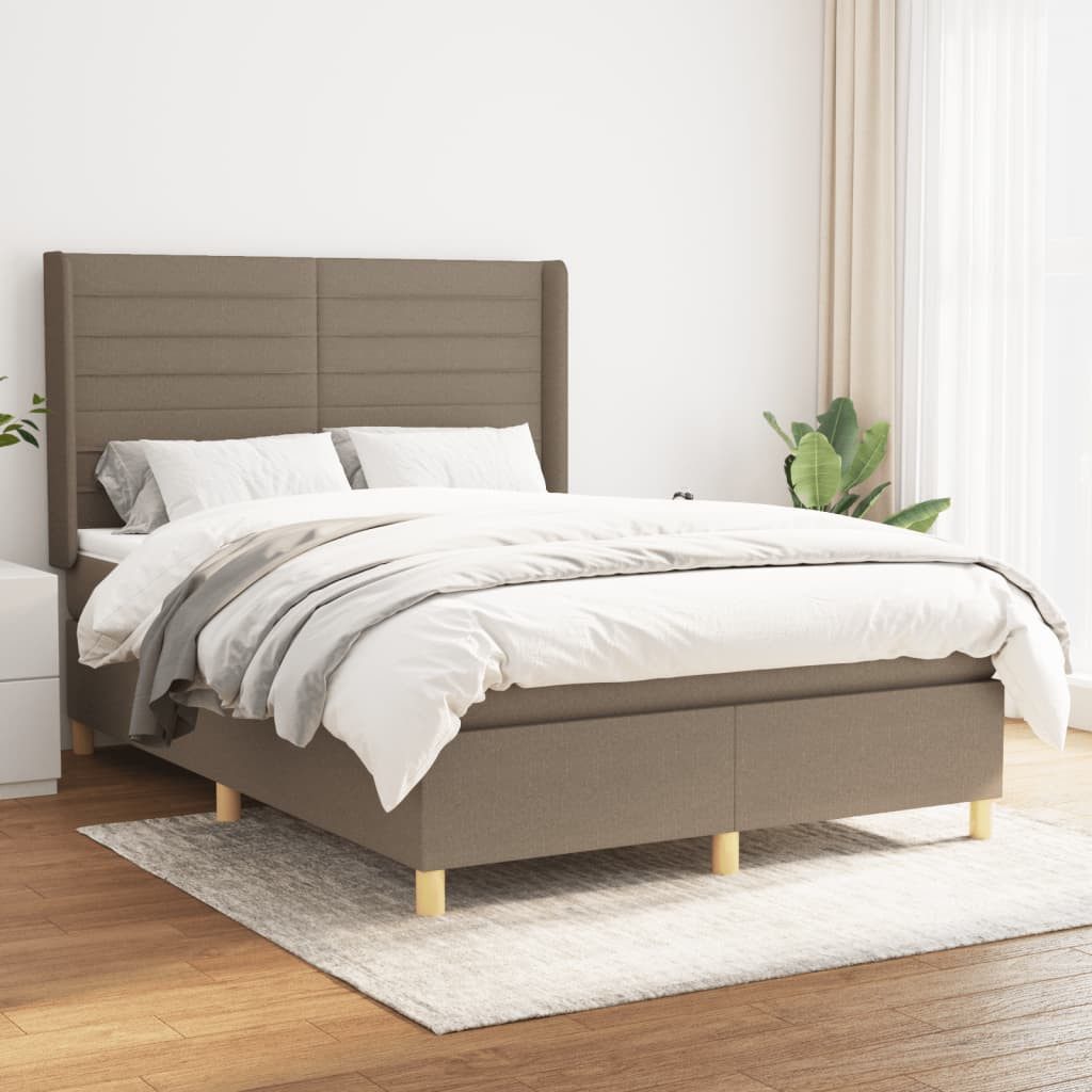 vidaXL Boxspringbett Boxspringbett mit Matratze Taupe 140x200 cm Stoff Bett günstig online kaufen