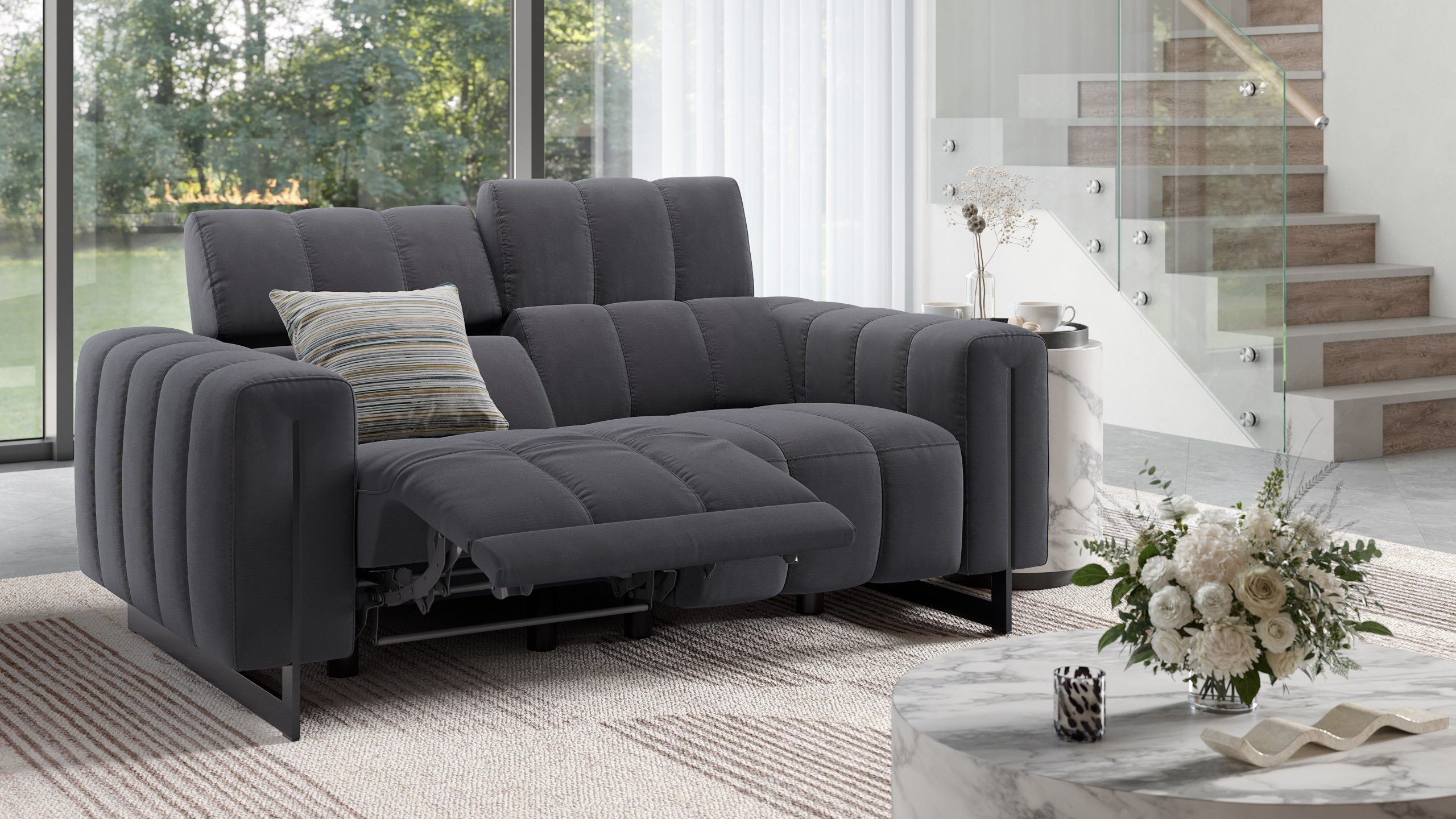 Sofanella 2-Sitzer Stoff VENETO, Relaxsofa, Designsofa, Designer Couch, Italienisches Sofa, 2er Sofa