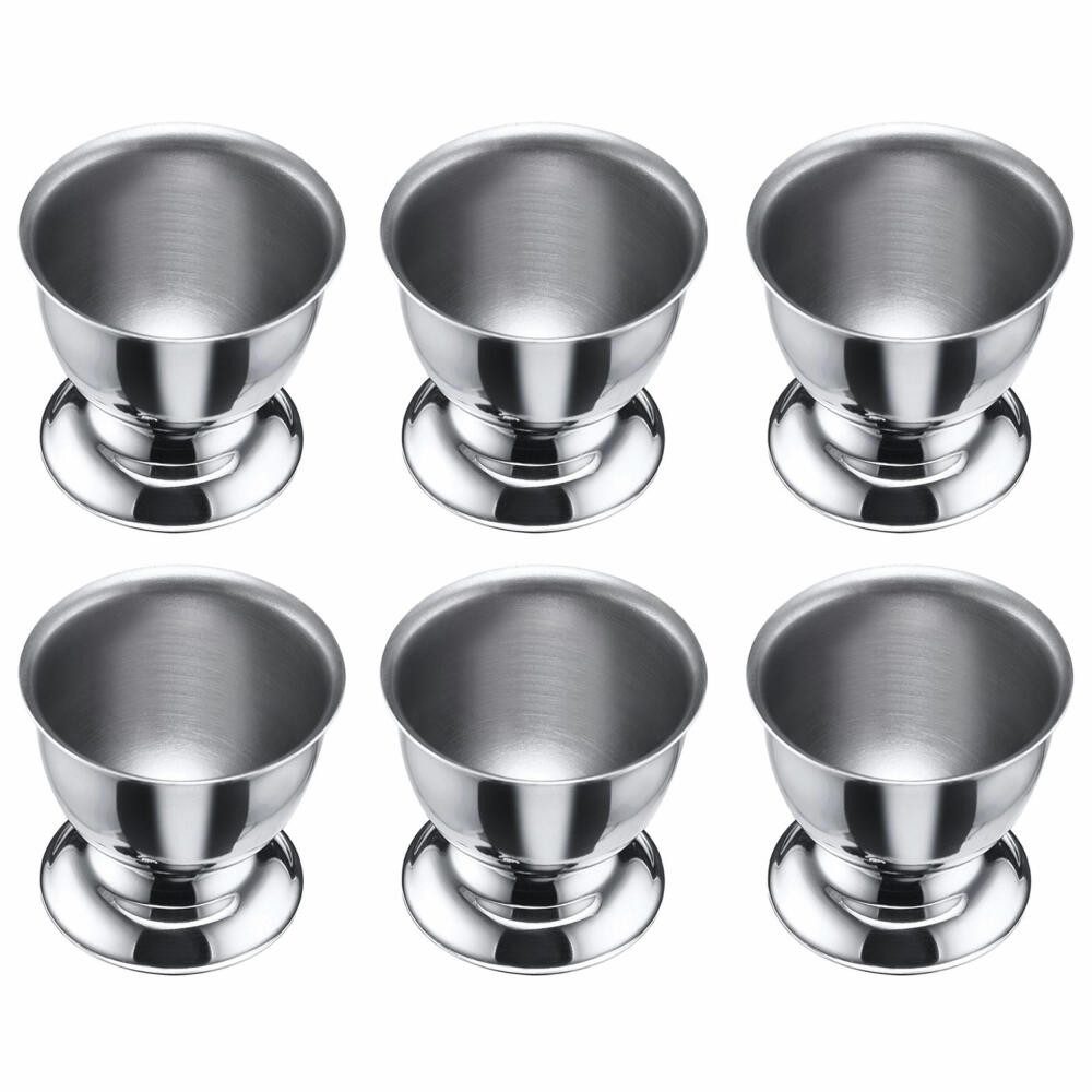 WESTMARK Eierbecher 6 Stk., mit Fuß, stapelbar, ø 5 cm, Rostfreier Edelstahl, Silbe