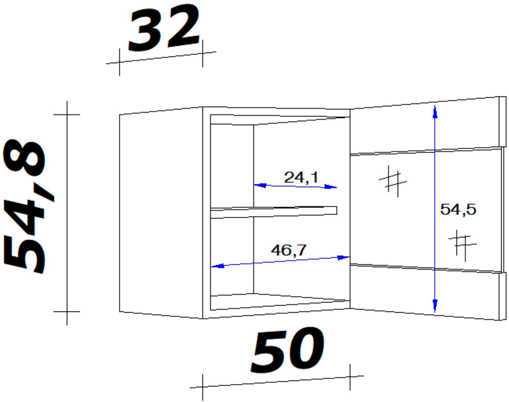 32 Nepal (B T) 50 mit x Flex-Well cm, Stollenglastüren x H 54,8 x x Glashängeschrank