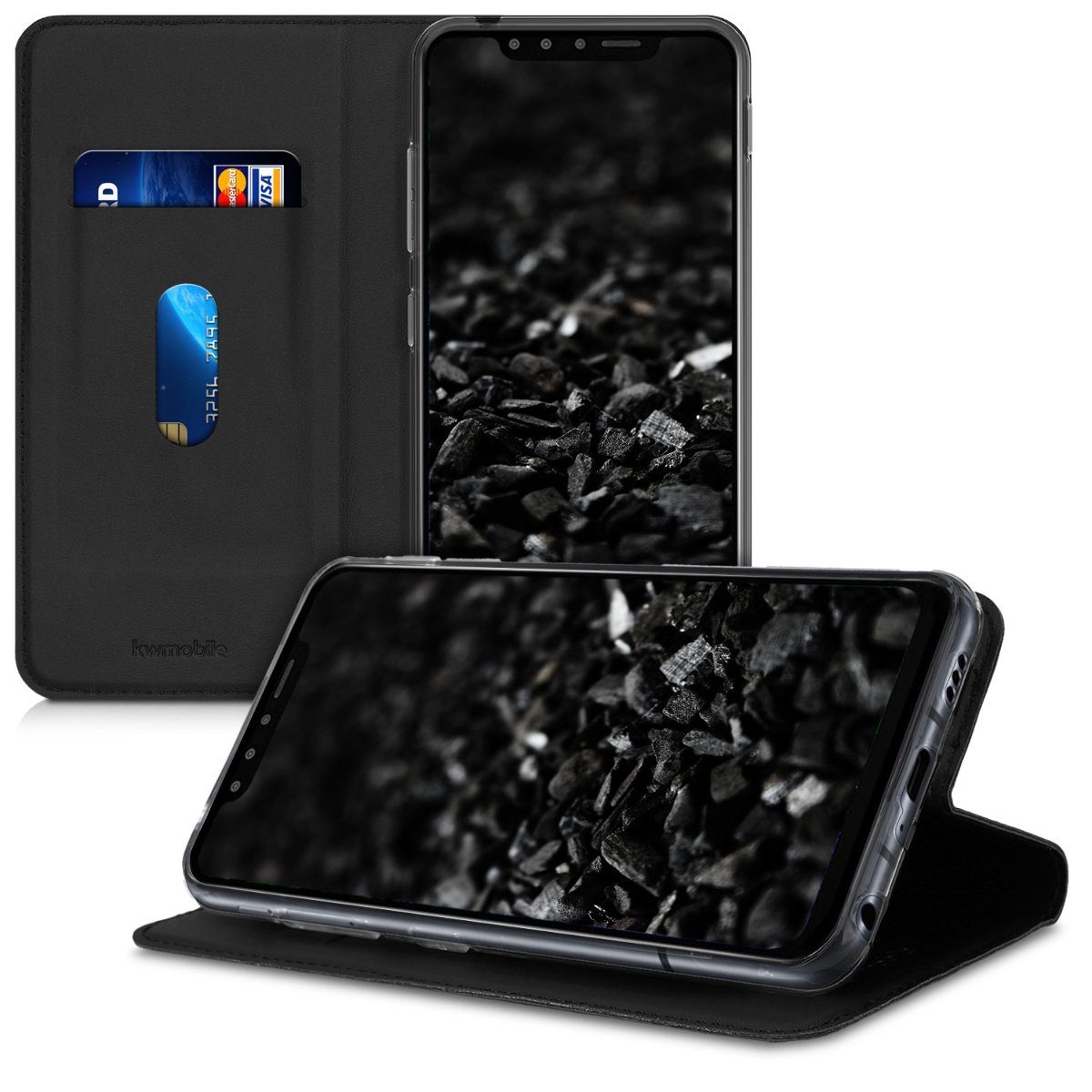 kwmobile Etui Hülle für LG G8s ThinQ, Kunstleder Handy Schutzhülle - Flip Cover Case – Bild 4 von 5