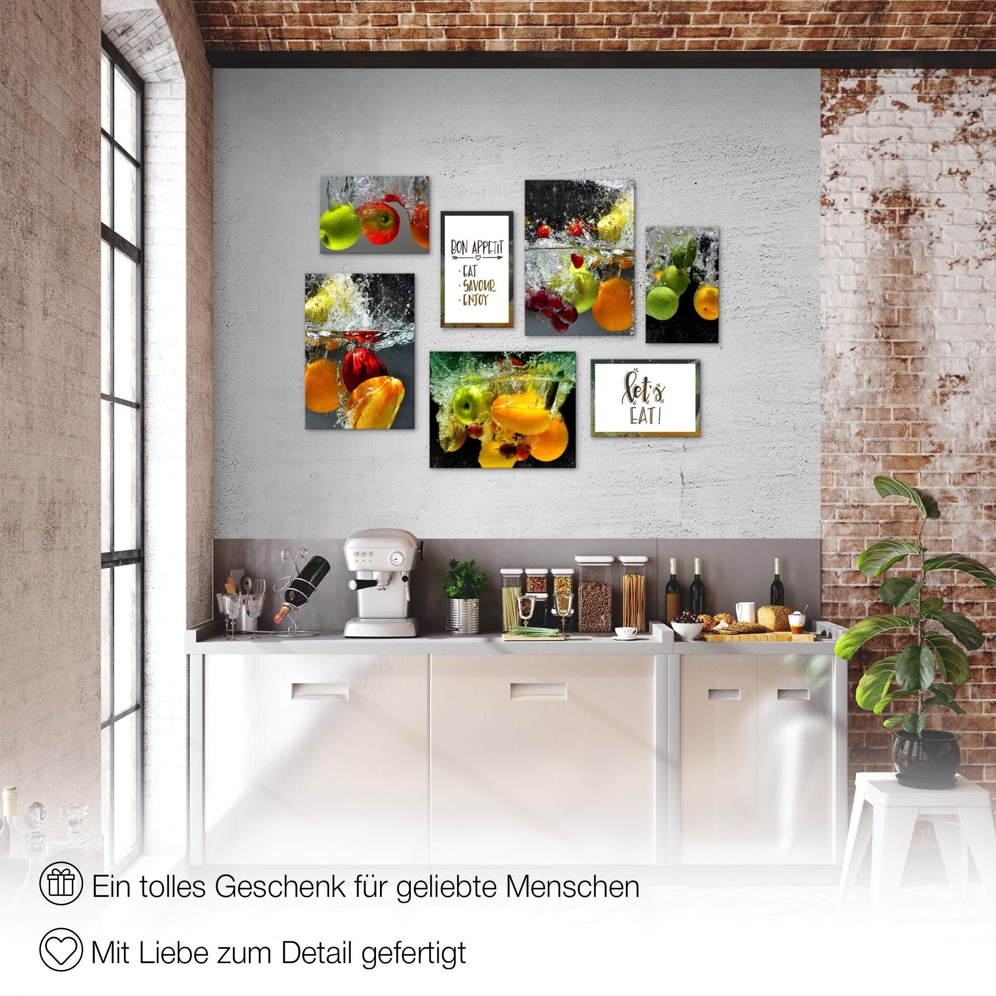 Novart Wandbild Wandbilder Küche Kaffee - AUFHÄNGFERTIG - Küchenbilder Obst 100x70 cm, Obst