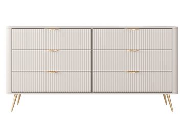 MIRJAN24 Kommode Lante 6S (mit sechs Schubladen), Metallfüße und Aluminiumgriffe, 164x38x82 cm