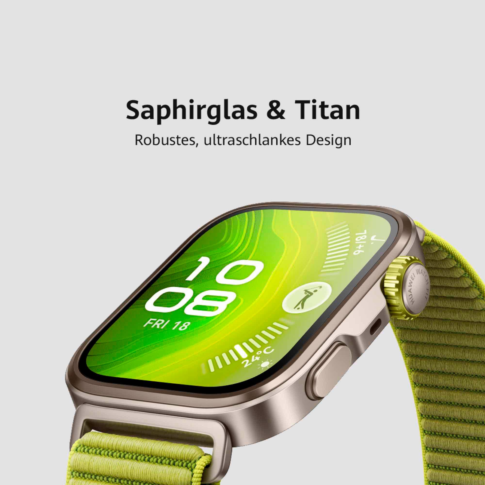 Huawei WATCH FIT 4 Pro Smartwatch (4,6 cm/1,82 Zoll, Harmony OS), Outdoor-Sport, Saphirglas und Titan, bis zu 10 Tage Akkulaufzeit