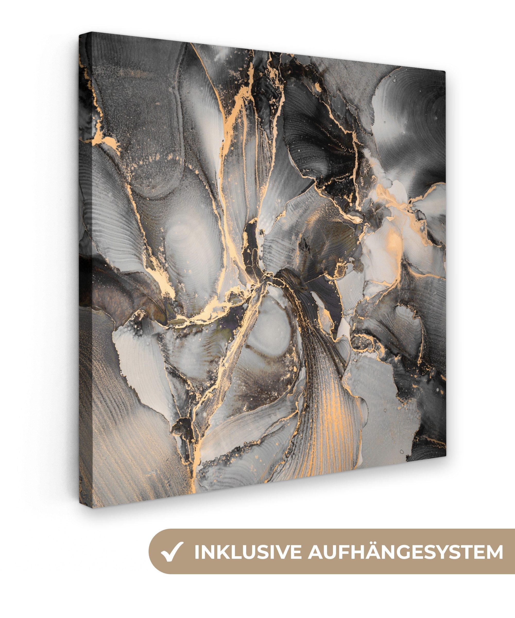 OneMillionCanvasses® Leinwandbild Grau - Luxus - Gold - Marmor, Fotodruck ( günstig online kaufen