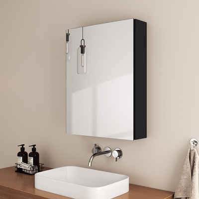 EMKE Spiegelschrank 50x65 cm Spiegelschränke Badezimmer Spiegelschrank mit Spiegel Badschrank Doppelseitiger Spiegel und höhenverstellbaren Glasablage