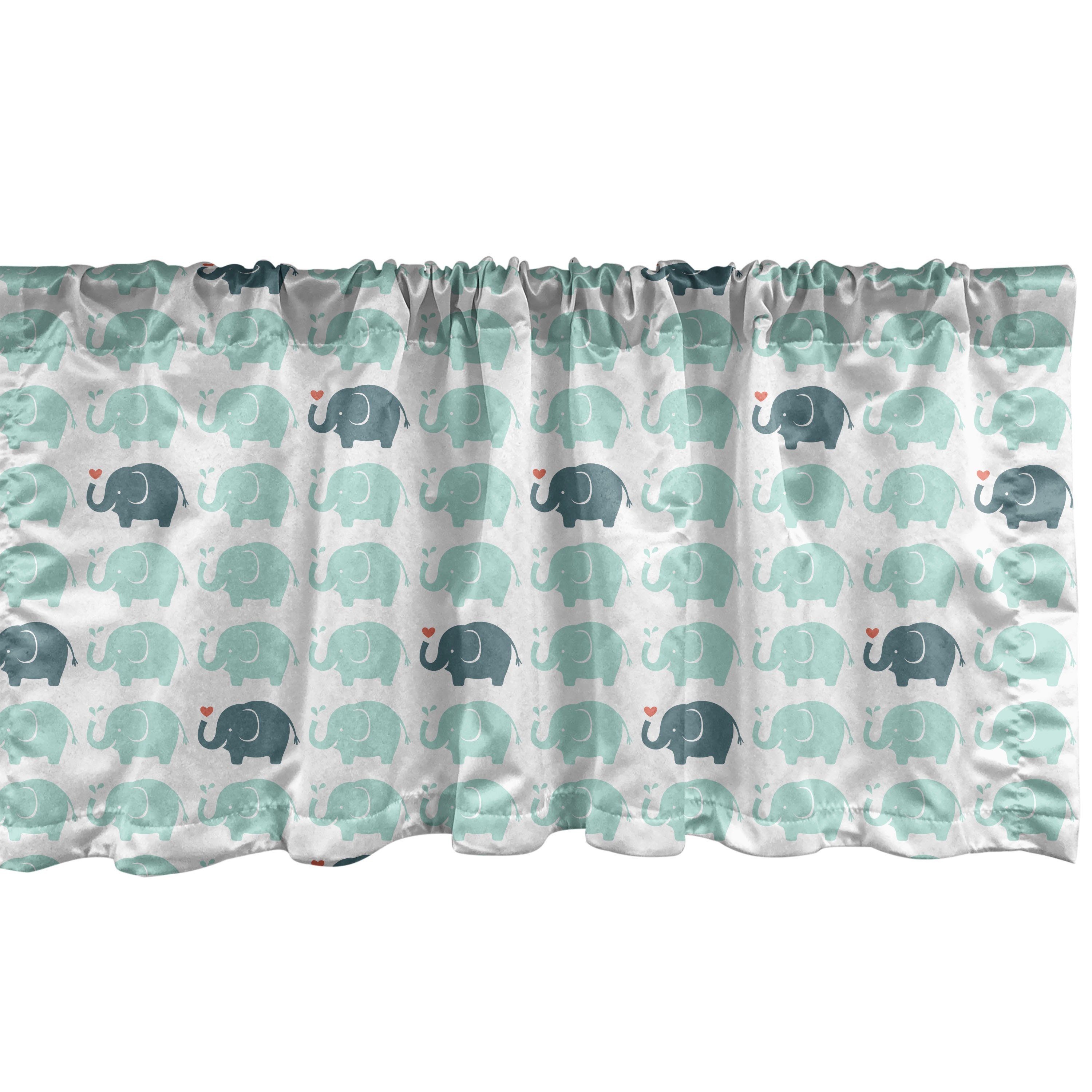 Scheibengardine Vorhang Volant für Küche Schlafzimmer Dekor mit Stangentasche, Abakuhaus, Microfaser, Safari Cartoon-Elefant