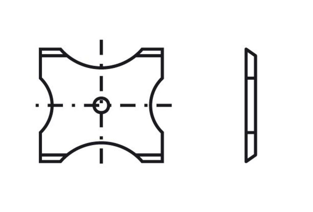 Tigra Wendeplattenfräser Blankett 2 20x21x2,0mm d=4,0mm R=4-8 T04F 4 Stück