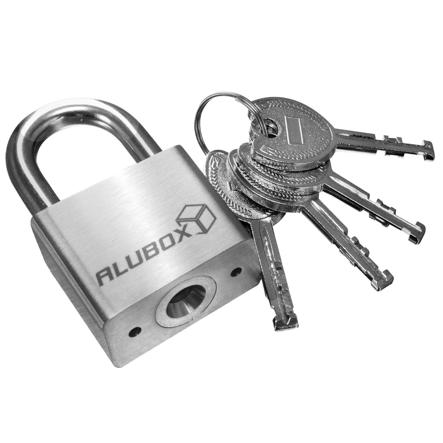 ALUBOX Multifunktionsschloss Vorhängeschloss 40mm Edelstahl 7mm Bügelstärke 4 Schlüssel