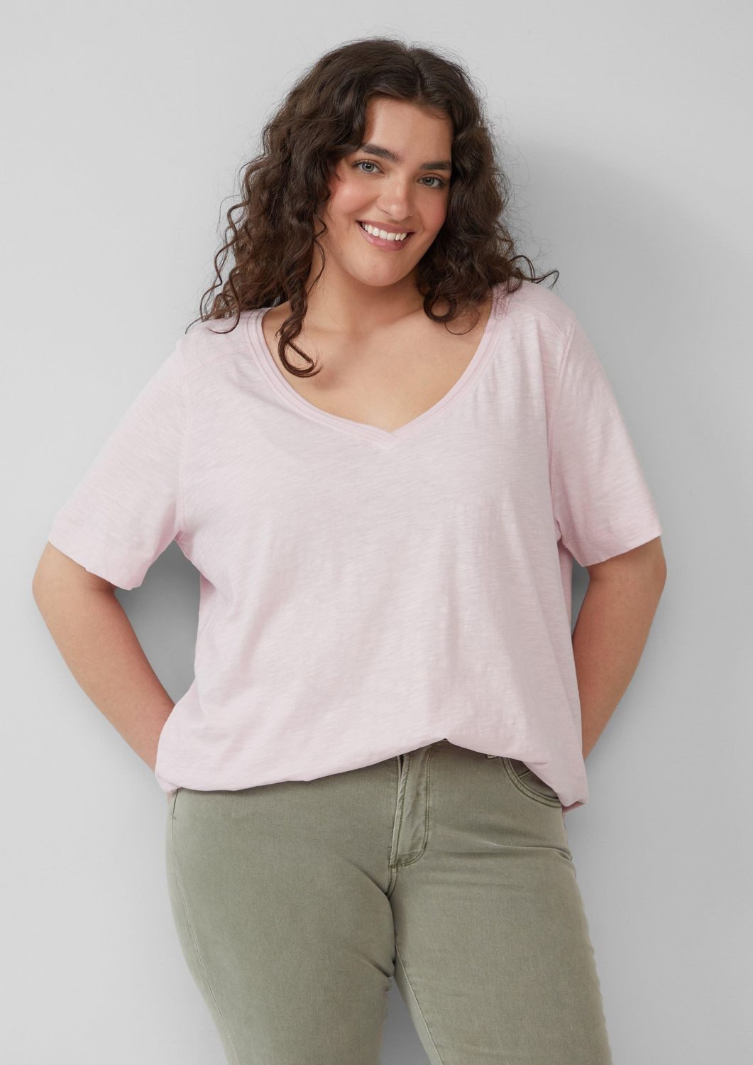 s.Oliver T-Shirt Curve Shirt mit Flammgarn-Struktur, günstig online kaufen