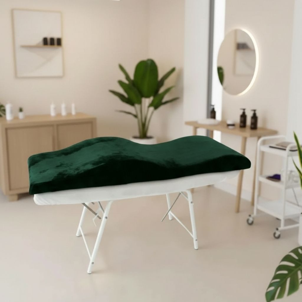 STM Company Massageliege Memory Foam Wellenmatratze für Kosmetikliege (180x60 cm / 190x70 cm, mit Veloursbezug), Anatomischer Lash Topper für Wimpern, PMU & Kosmetik