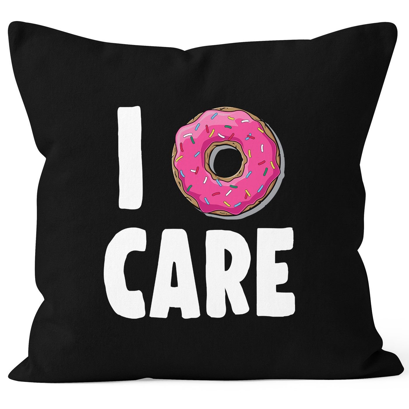 MoonWorks Dekokissen Kissen-Bezug I Donut care I do not care don´t care Kissen-Hülle Deko-Kissen Baumwolle MoonWorks® schwarz