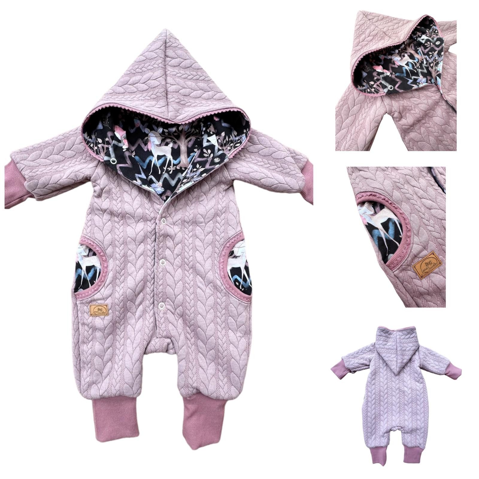 Land-Juwelen Overall Zopfstrick Boho schwarz altrosa Waldtiere – Bild 5 von 5