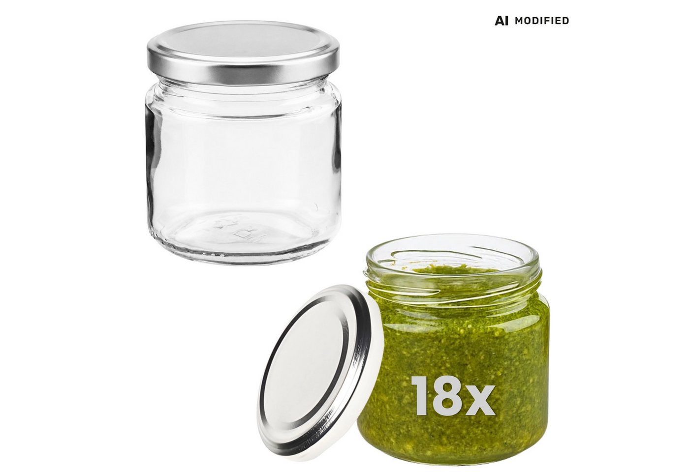 mikken Einmachglas Marmeladenglas 210 ml mit Schraubdeckel Deckel TO66, (18-tlg), zum pasteurisieren, Honigglas, Pestoglas, Vorratsglas