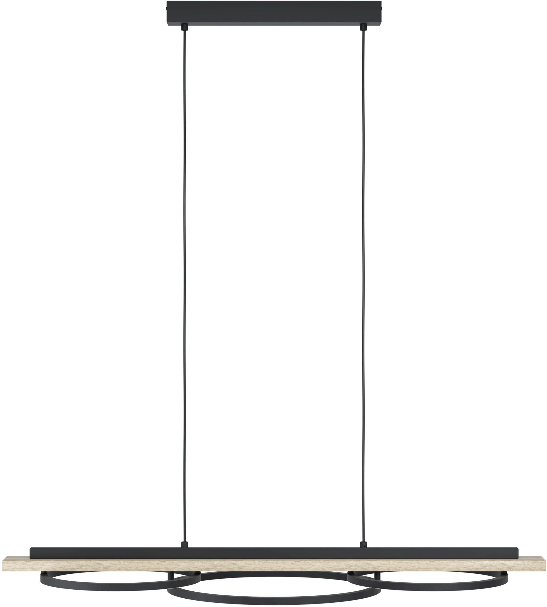 EGLO Hängeleuchte BOYAL Pendellampe - Stahl, Holz - LED;LED - 2X12,5W;1X15,5W - IP20, Dimmfunktion, LED fest integriert, Warmweiß, Hängelampe, Deckenlampe, Wohnzimmer, Esszimmer, L101 x B40 x H110 cm