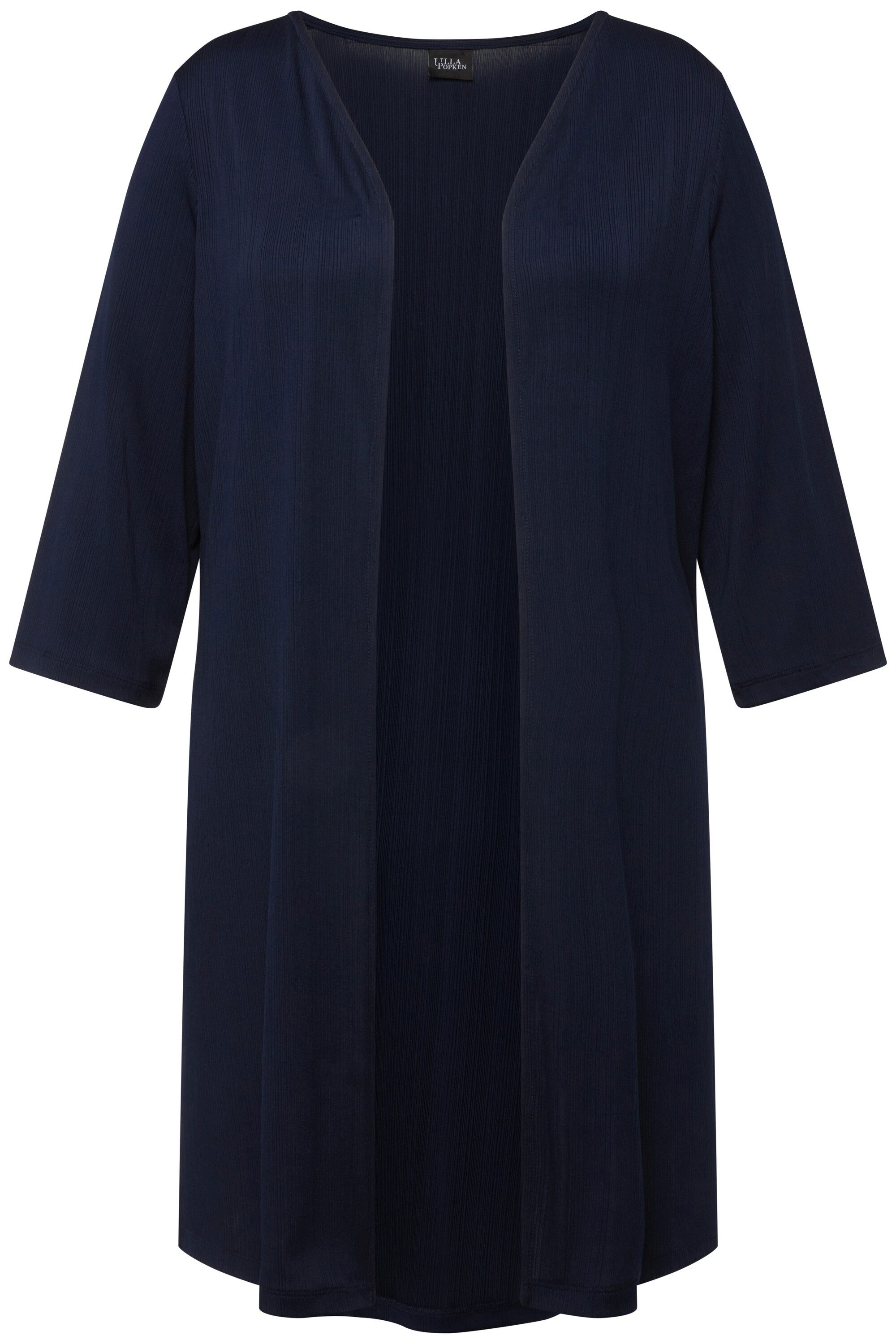 Ulla Popken Shirtjacke Longjacke Rippjersey offene Form V-Ausschnitt günstig online kaufen