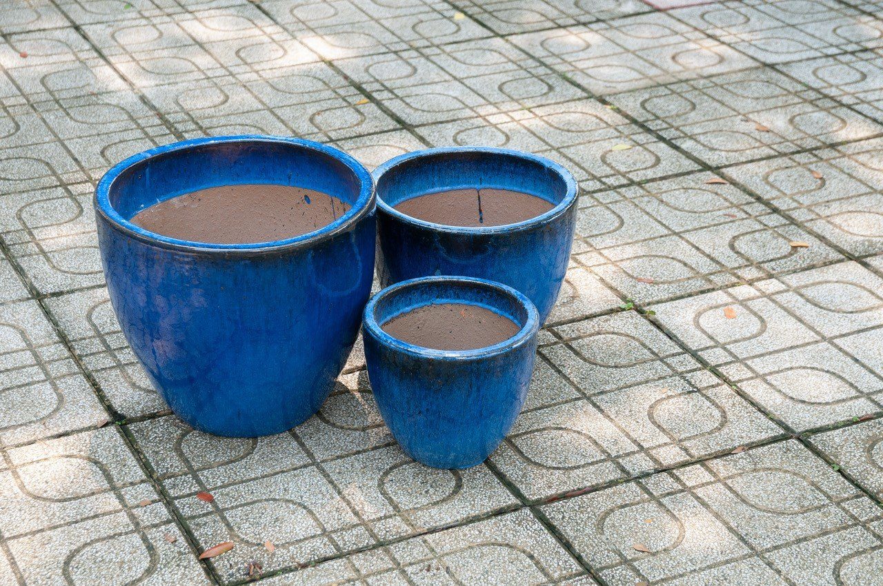 100% Blumentopf Blau 37x34cm Frostfest Keramik Royal, Teramico "EggPot" Pflanzkübel