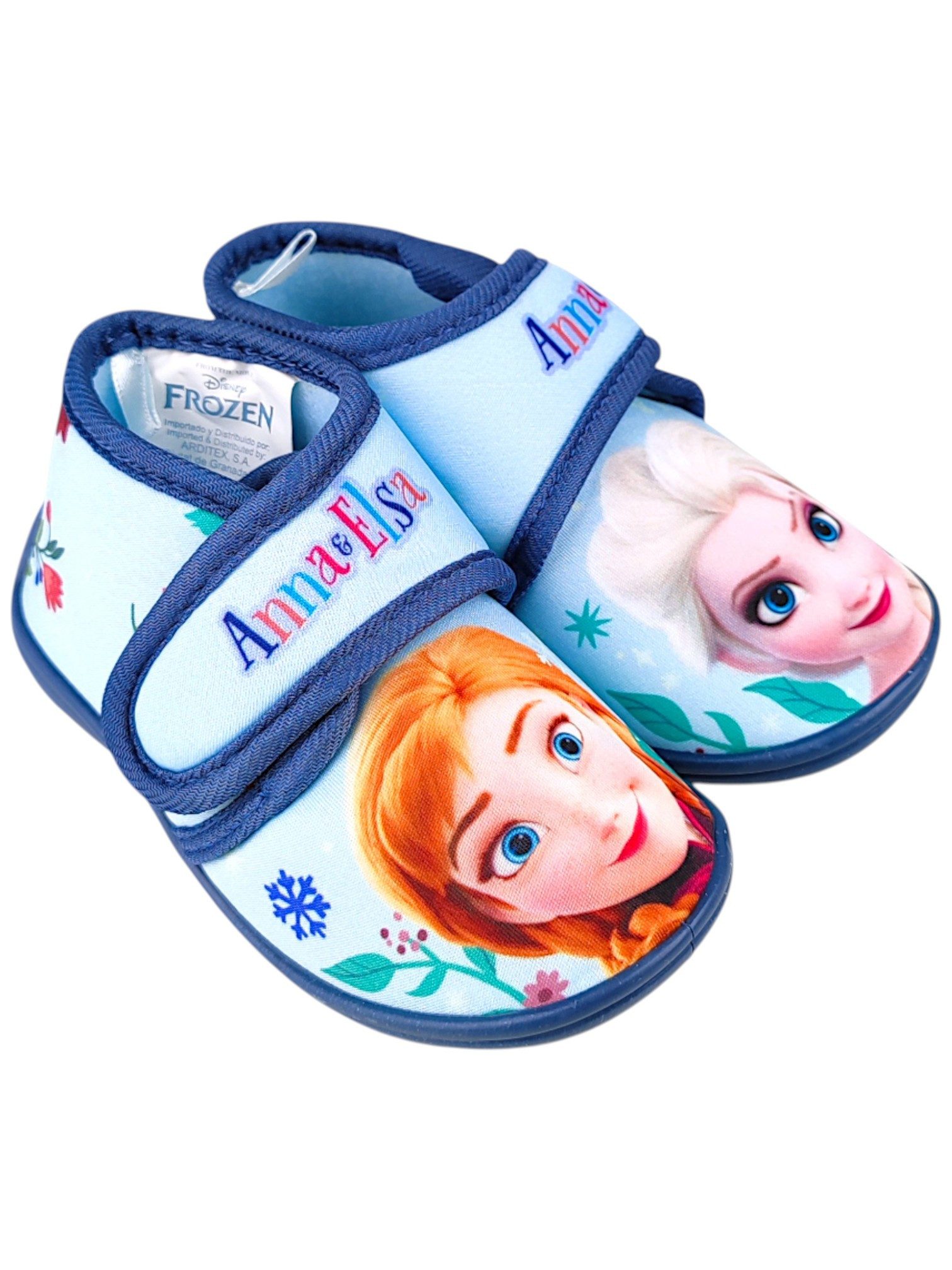 Disney Frozen Elsa & Anna Hausschuh Mädchen Pantoffeln mit Klettverschluss Gr. 22-27