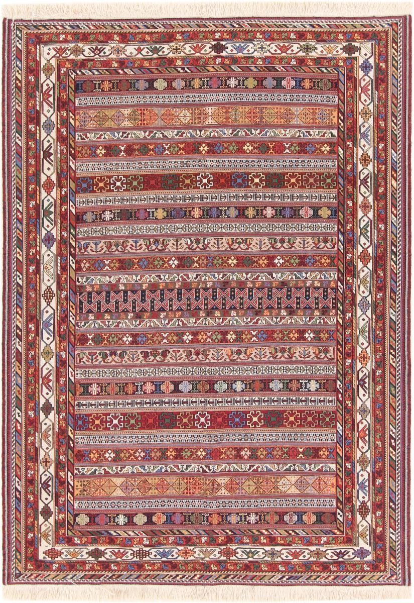 Orientteppich Kelim Soozani 142x198 Handgeknüpfter Orientteppich / Perserteppich, Nain Trading, rechteckig, Höhe: 5 mm