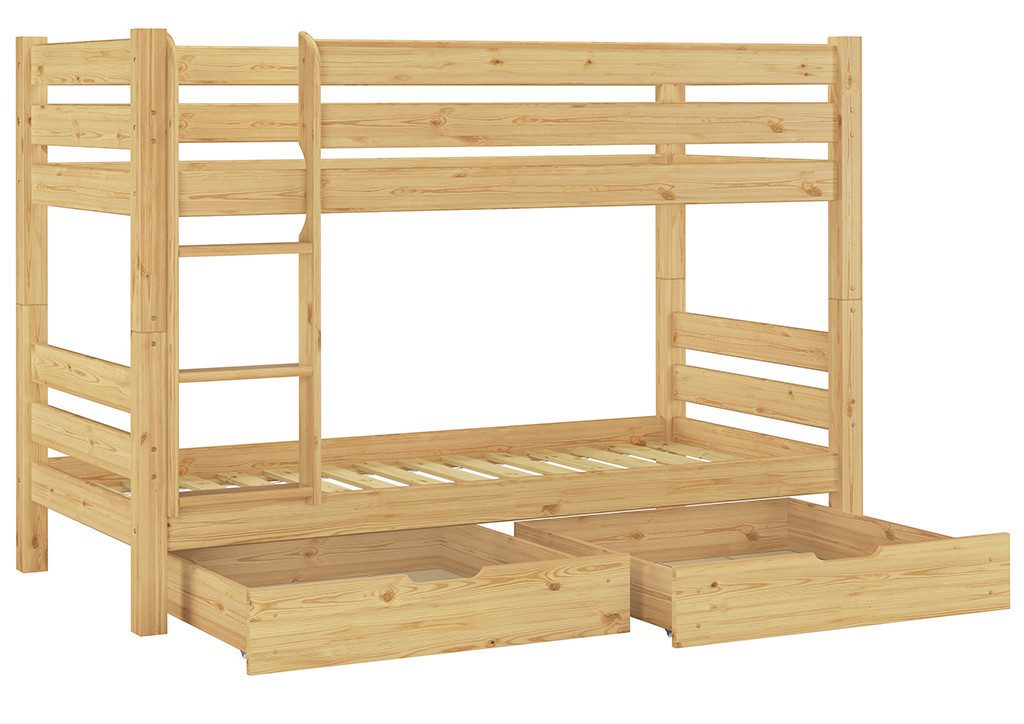 ERST-HOLZ Etagenbett Etagenbett 90 x 200 cm Kiefer für Kinder und Erwachsene Nische 70