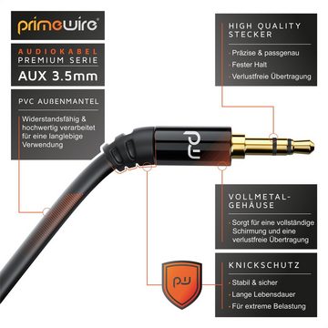 Primewire Audio-Adapter 3,5-mm-Klinke zu 2x 3,5-mm-Buchse, 15 cm, Premium Stereo Audio AUX Stecker auf 2x Buchse Y-Adapter