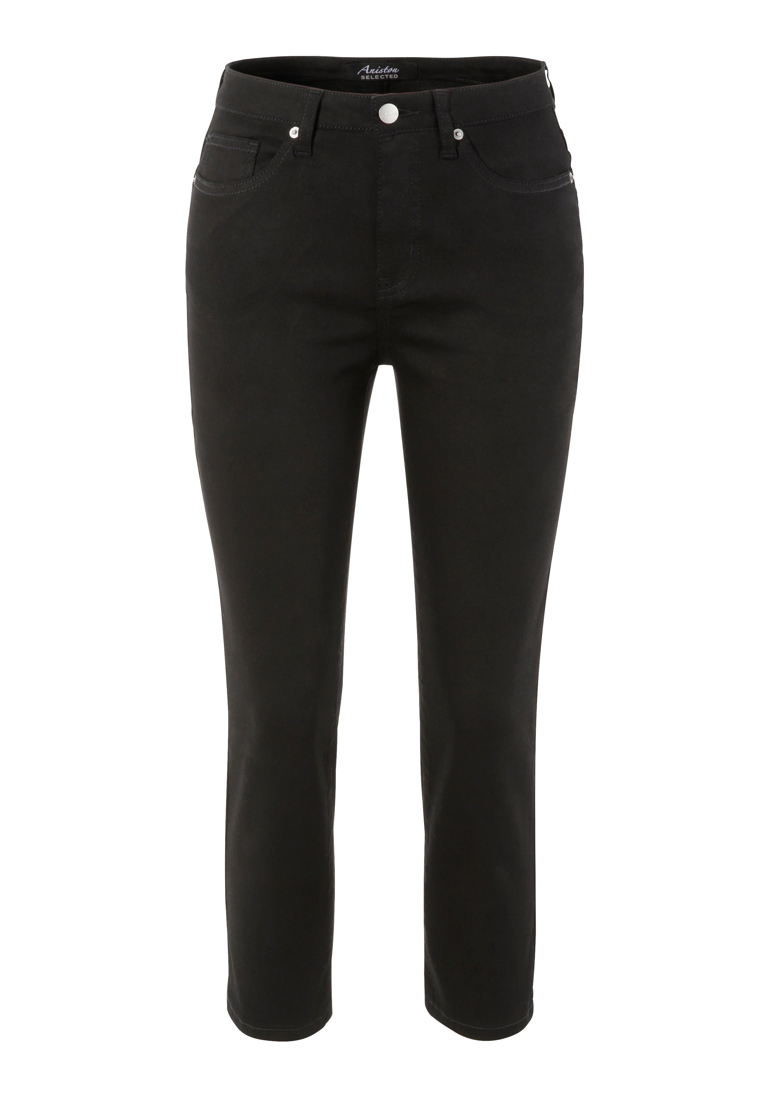 SELECTED verkürzter black in Aniston Länge Straight-Jeans cropped