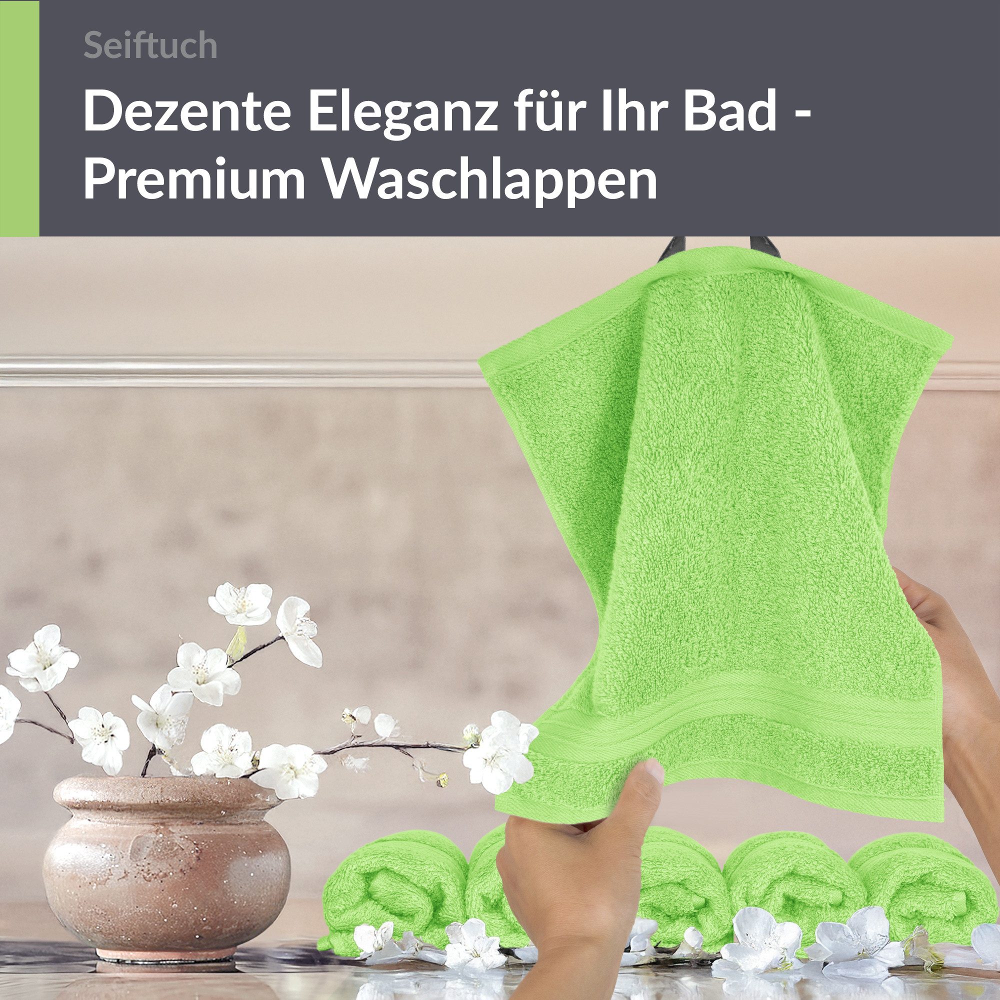 Lashuma Waschlappen - Seiftücher Linz, (Spar-Set, 6-St), Waschlappen Set grün 30x30 cm
