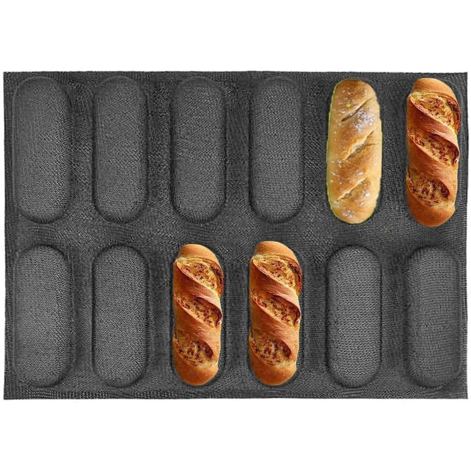 LuxusKollektion Brotbackform Silikon Backform 12 Brötchen Brot Baguette Hotdog