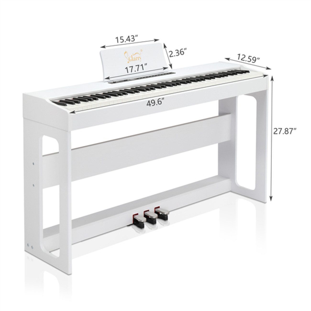 autolock Digitalpiano Digital Piano 88 Tasten,E-Piano,Elekt-Klavier mit Klavierständer, 3 Pedale Adapter,2 Kopfhöreranschluss,USB/MIDI