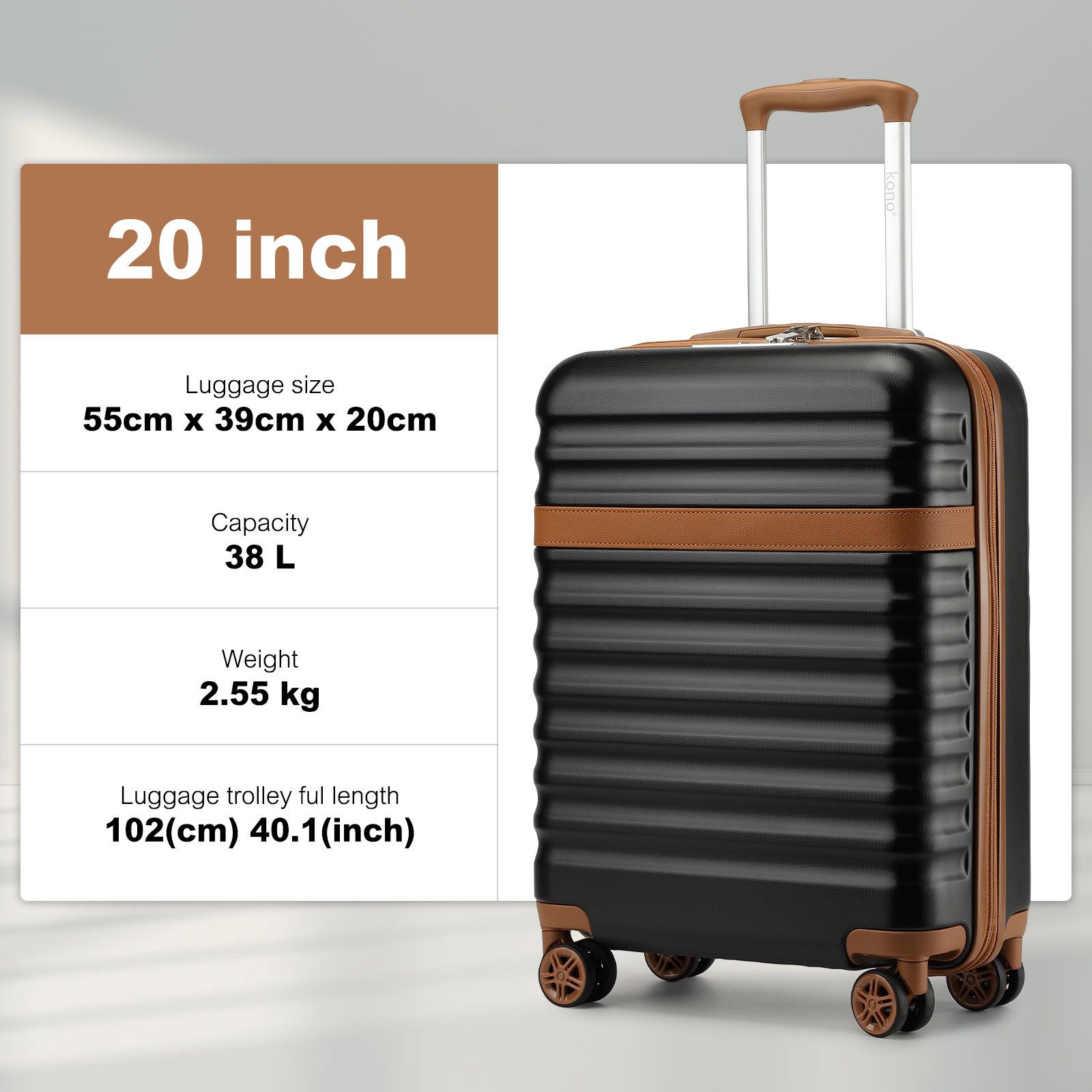 KONO Kofferset, Hartschalenkoffer (55/65/75 cm)+20L Kabinenrucksack günstig online kaufen
