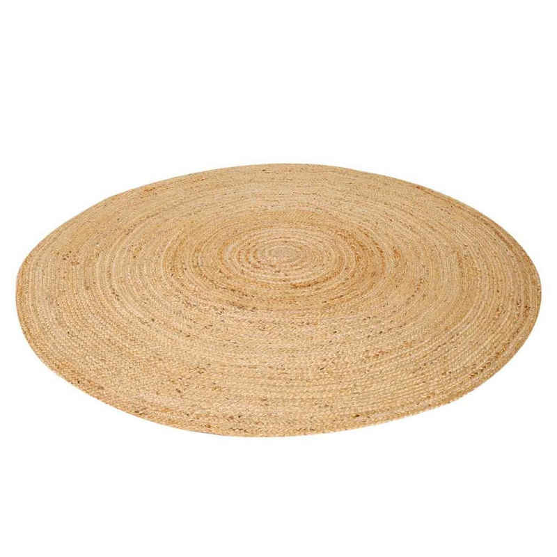 Teppich Jute Teppich Tamani Natur rund, Teppich-Läufer im Boho-Style, Casa Moro, rund, aus 100% Naturfaser Jute handgeflochten