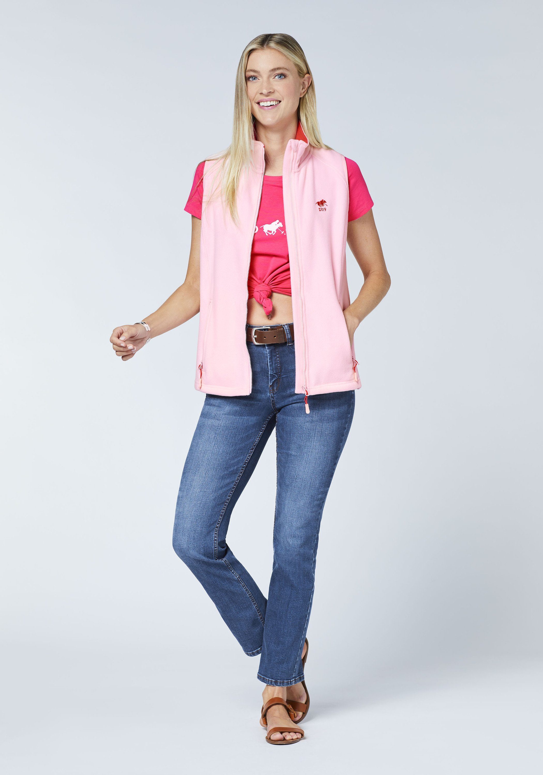 Polo Sylt Fleeceweste Lady 13-2806 Pink mit Frontreißverschluss Kinnschutz