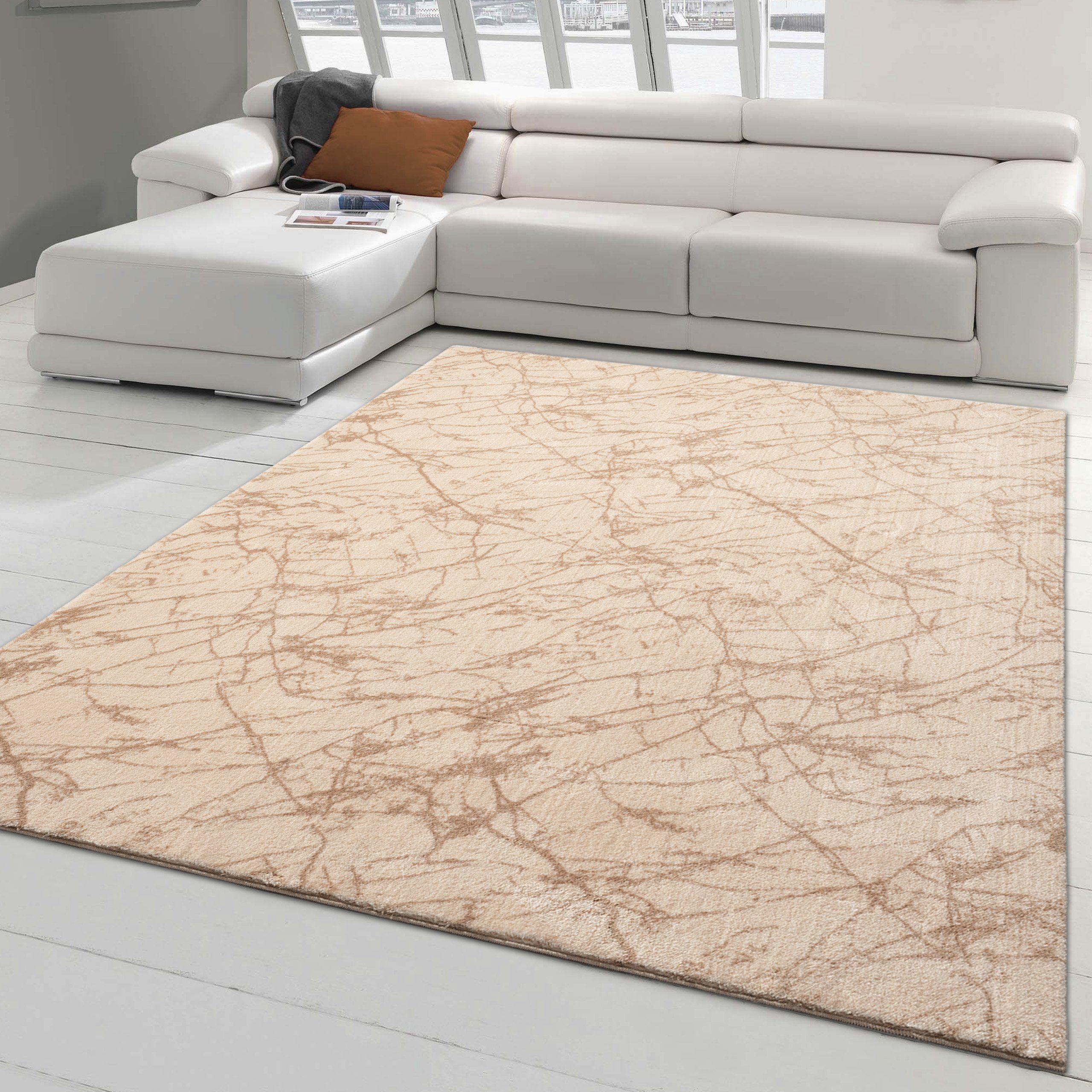 Teppich Abstrakt-moderner Teppich für Arbeitszimmer, in beige, Teppich-Traum, rechteckig, Allergikerfreundlich, Schmutzabweisend, Pflegeleicht
